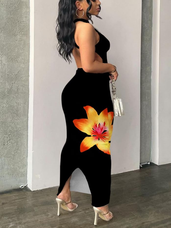 Image of Nimsruc Women Summer Sexy Bodycon Maxi Dress Casual Long Dresses