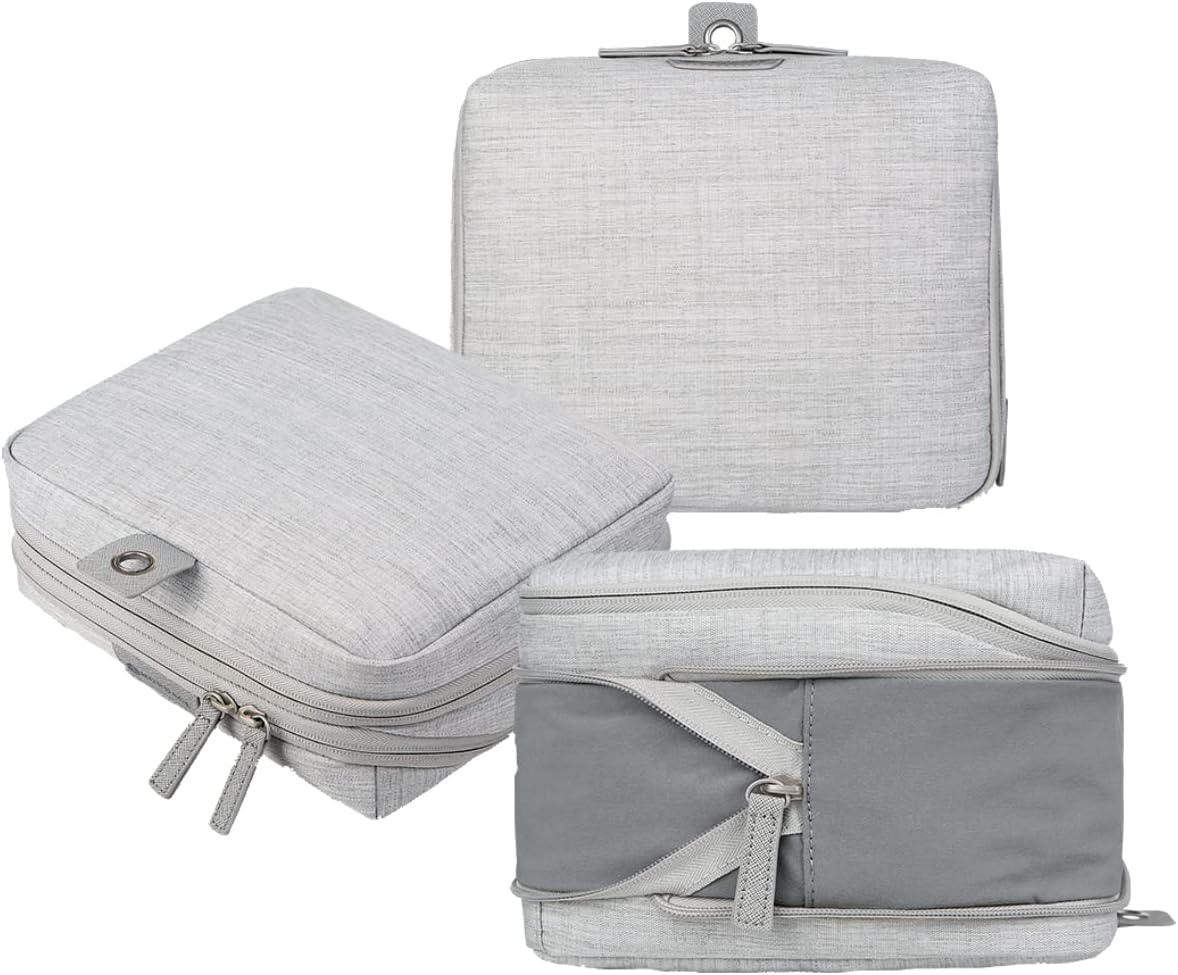 Nordace Travel Packing Organizers Set for Men and Women - 2x Packing Cubes & 1x Wash Pouch - Durable & Water Resistant (Light Gray)
