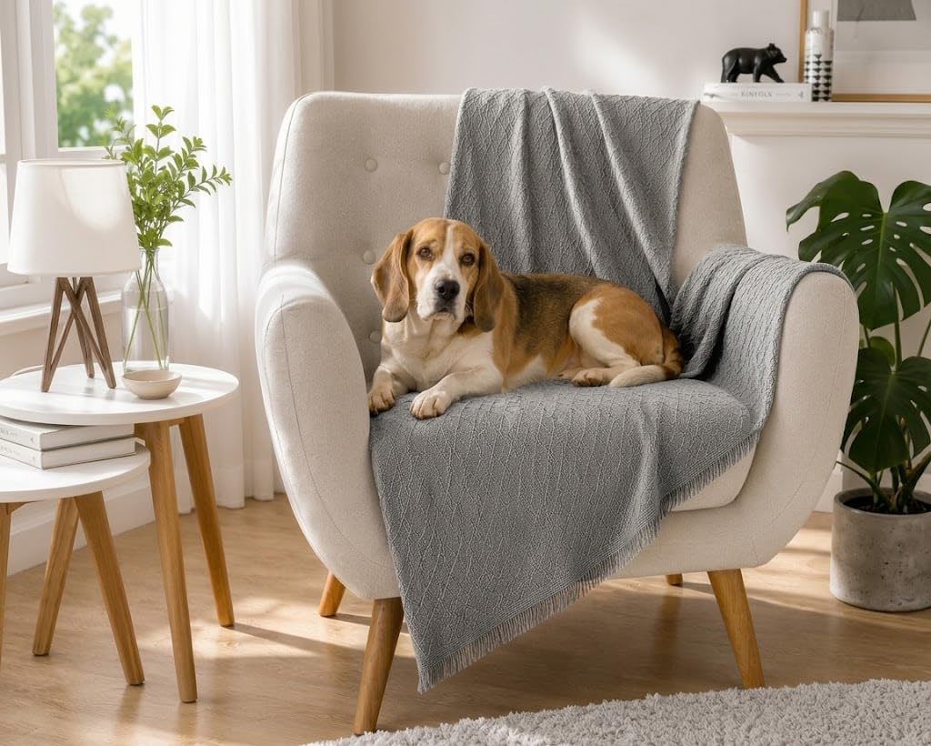 Protector Sofa, Cubre Sofa una Plaza, Manta Sofa Gatos y Perros, Sofa Cover para Sillon y butacas, Protector de Muebles para Mascotas 230 x 55 cm Lavable, Reversible, Gris
