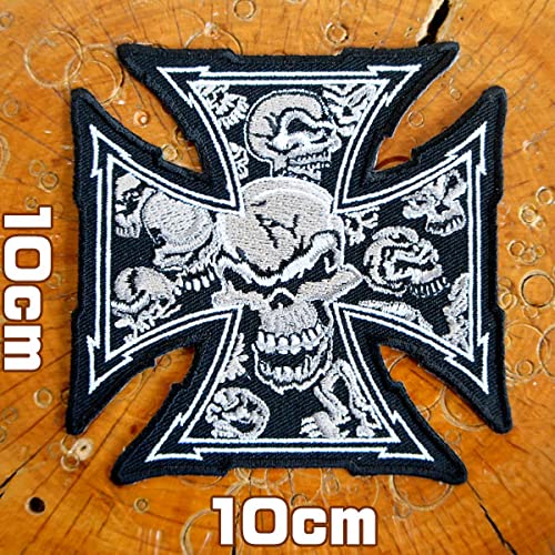 Amazon.co.jp: 刺繍 アイロン ワッペン【アイアンクロス・スカル/Skull