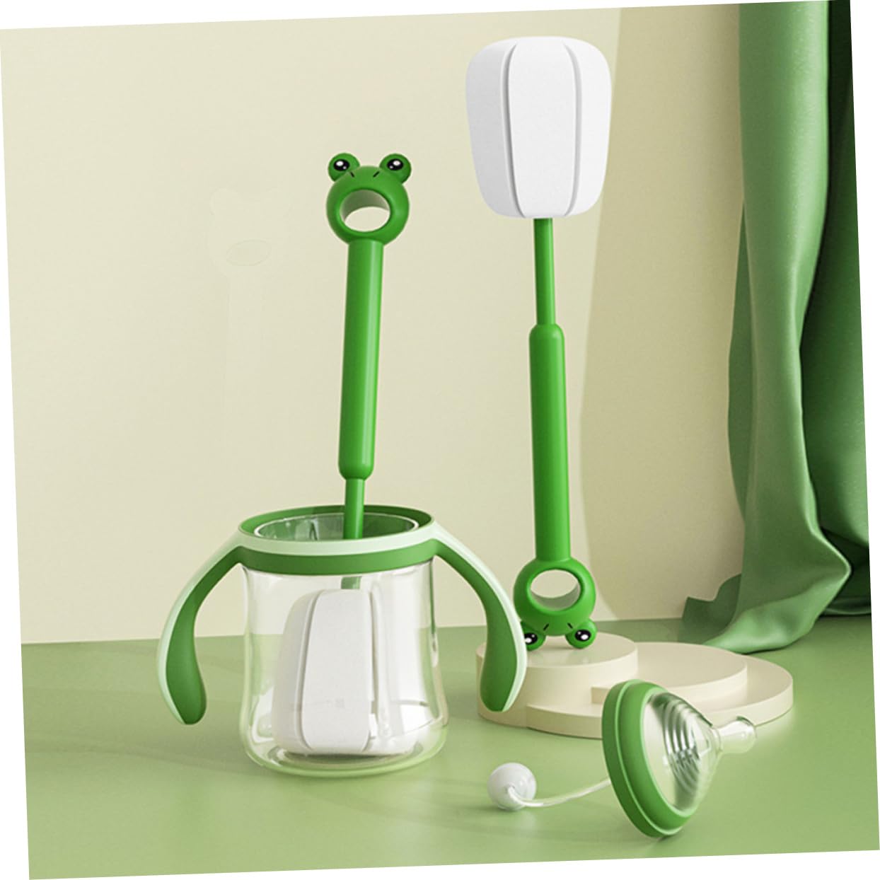 Cepillos Limpiadores para Botellas Y Tazas Cepillo De Mango para Limpieza De Utensilios De Cocina para Biberones Y Esponja Almacenamiento Compacto 2 Piezas X 4