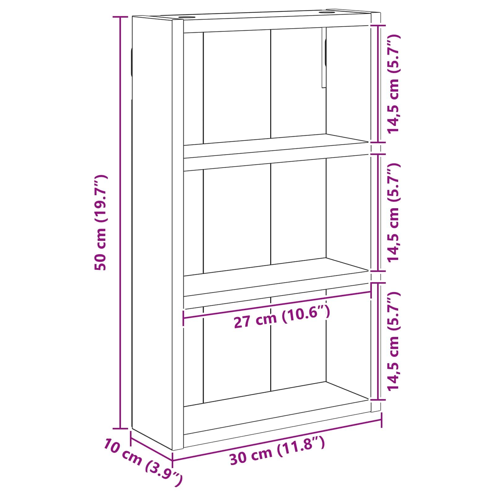 Armario de pared para cuarto de baño, 30 x 10 x 50 cm, con 2 estantes, montado en la pared, moderno espacio de almacenamiento para muebles de baño, armario bajo lavabo y lavabo