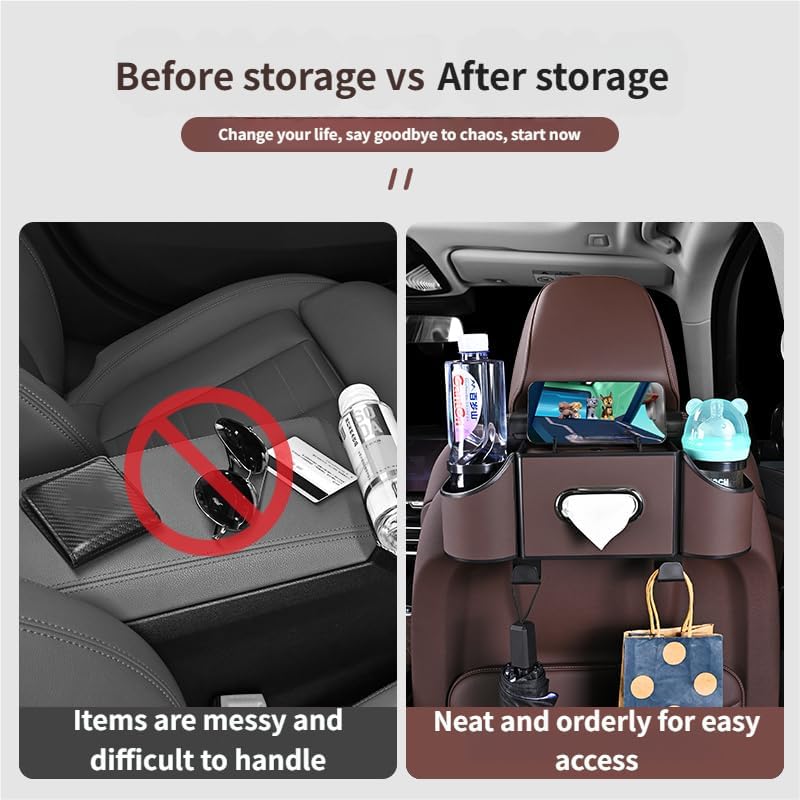 Miniatura 7 de Organizador de asiento trasero de automóvil, organizador de asiento trasero de automóvil con múltiples bolsillos para almacenamiento y organización