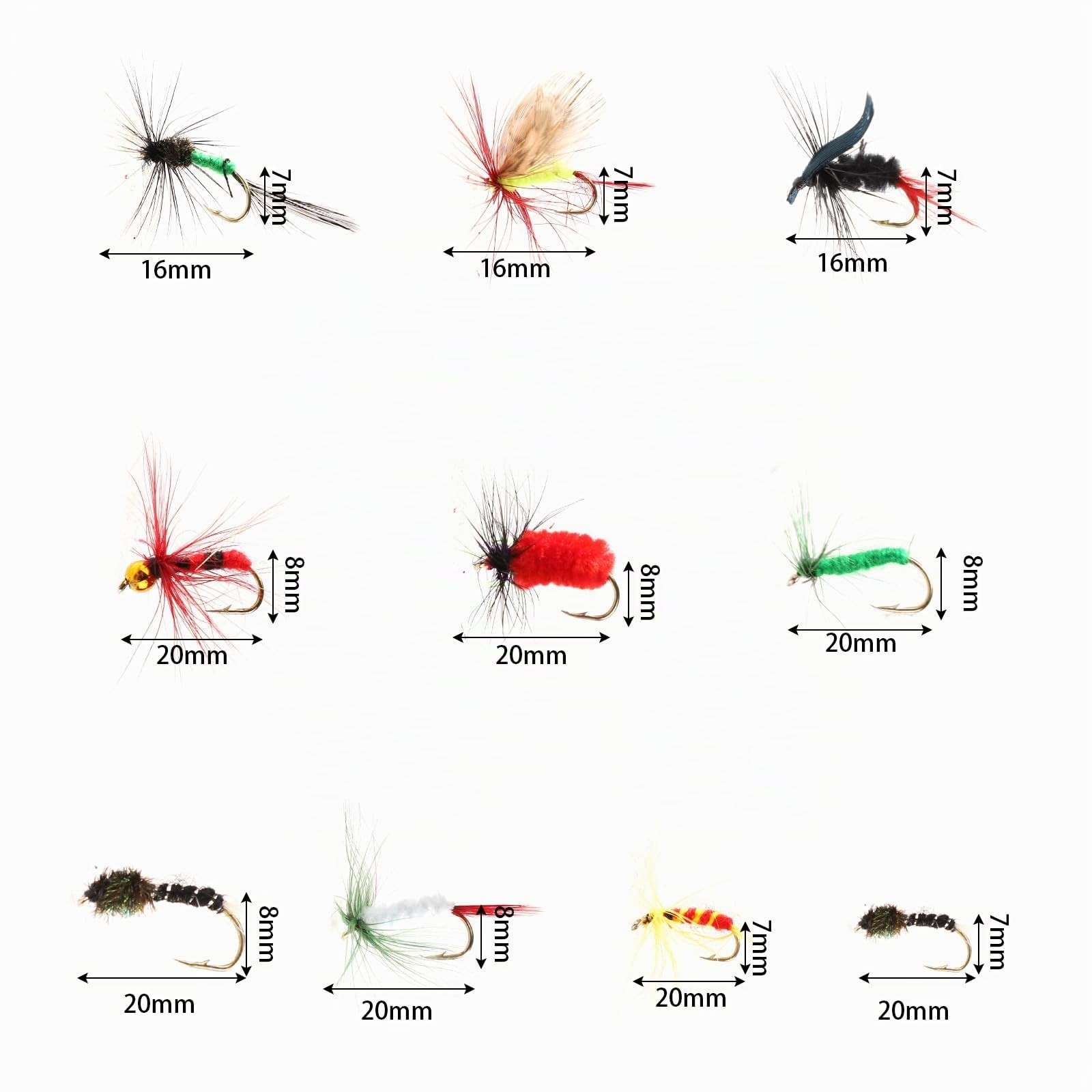 100 Pezzi Kit Pesca a Mosca, Mosche da Pesca con Scatola di Immagazzinaggio Mosche Secche Ninfe Streamer Esche a Mosca Esca Amo per Trota Spigola Salmone Pesca a Mosca Accessori Regalo