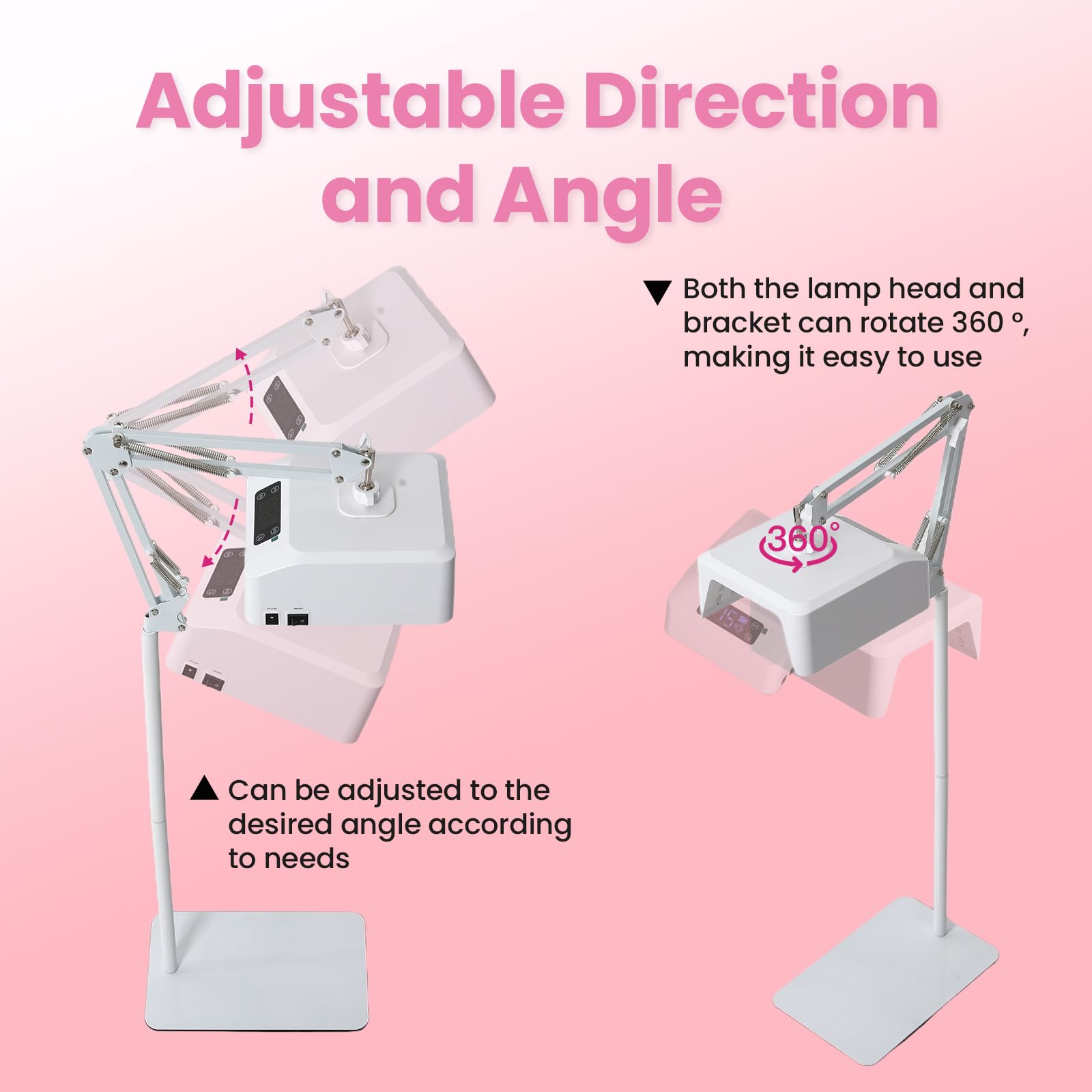 Lámpara de pie UV, lámpara de pedicura colgante de 78 W, lámpara UV inalámbrica para pies, lámpara de uñas LED en brazo, lámpara de suelo inalámbrica para curar esmalte de uñas de gel