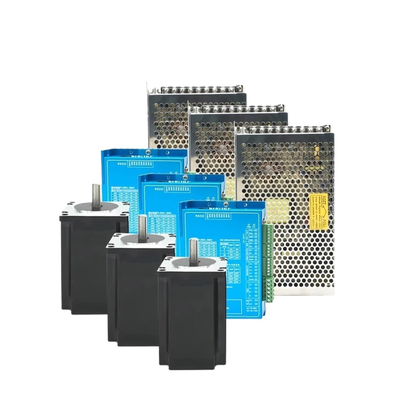 ANERTQUIH Nema34 Closed Loop Stepper Motor Driver Kit 2 Phase 4.5/8.5/12Nm 86mm with Encoder Hybird Easy Step Servo(3 Axis Motor Kit,12Nm)