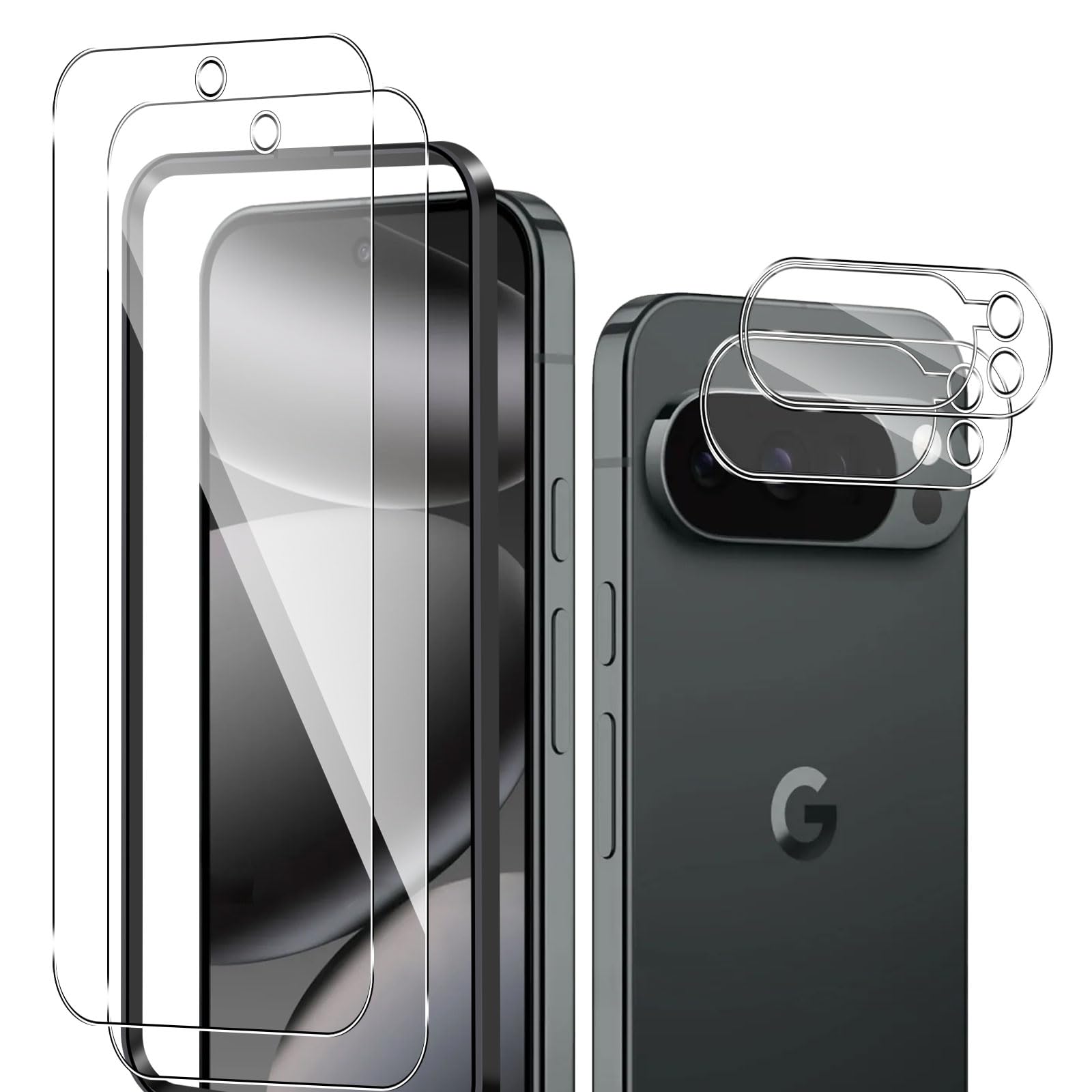 【4枚入り】For Google Pixel 10 Pro ガラスフィルム （2枚）+カメラフィルム（2枚）指紋防止 Pixel 10 Pro フィルム salywin 9H硬度 衝撃保護 透明感良し 撥水撥油 気泡ゼロ 飛散防止 グーグル ピクセル 10 Pro 用 画面保護フィルム + レンズ保護フィルム