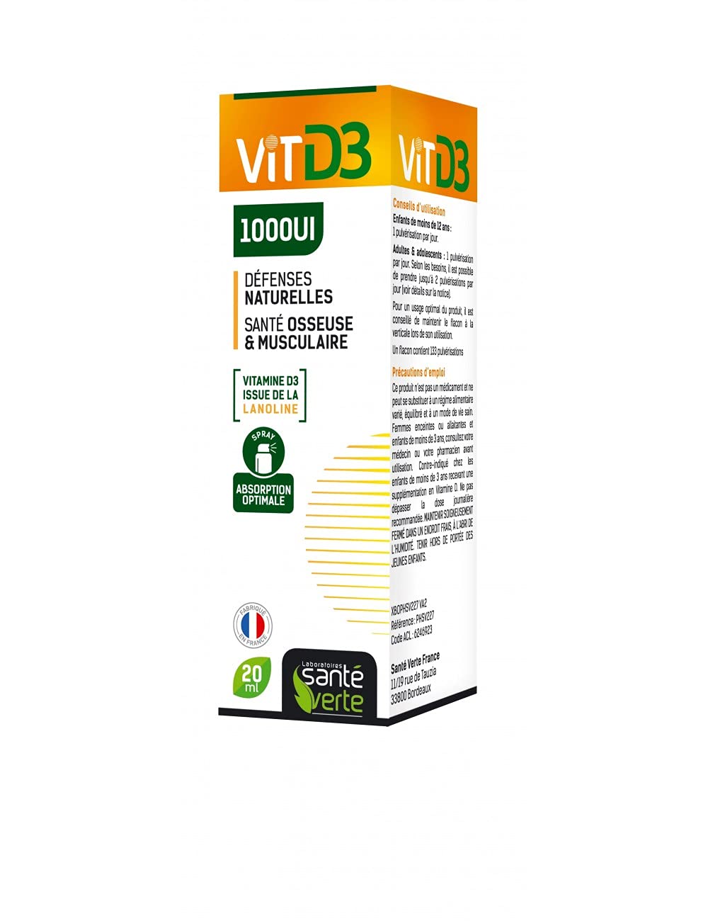 Santé Verte Vit D3 1000UI 20 ml