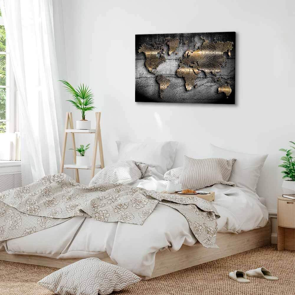 decomonkey Leinwandbild Weltkarte Abstrakt, 120x80 cm, 1-teilig, Wohnzimmer