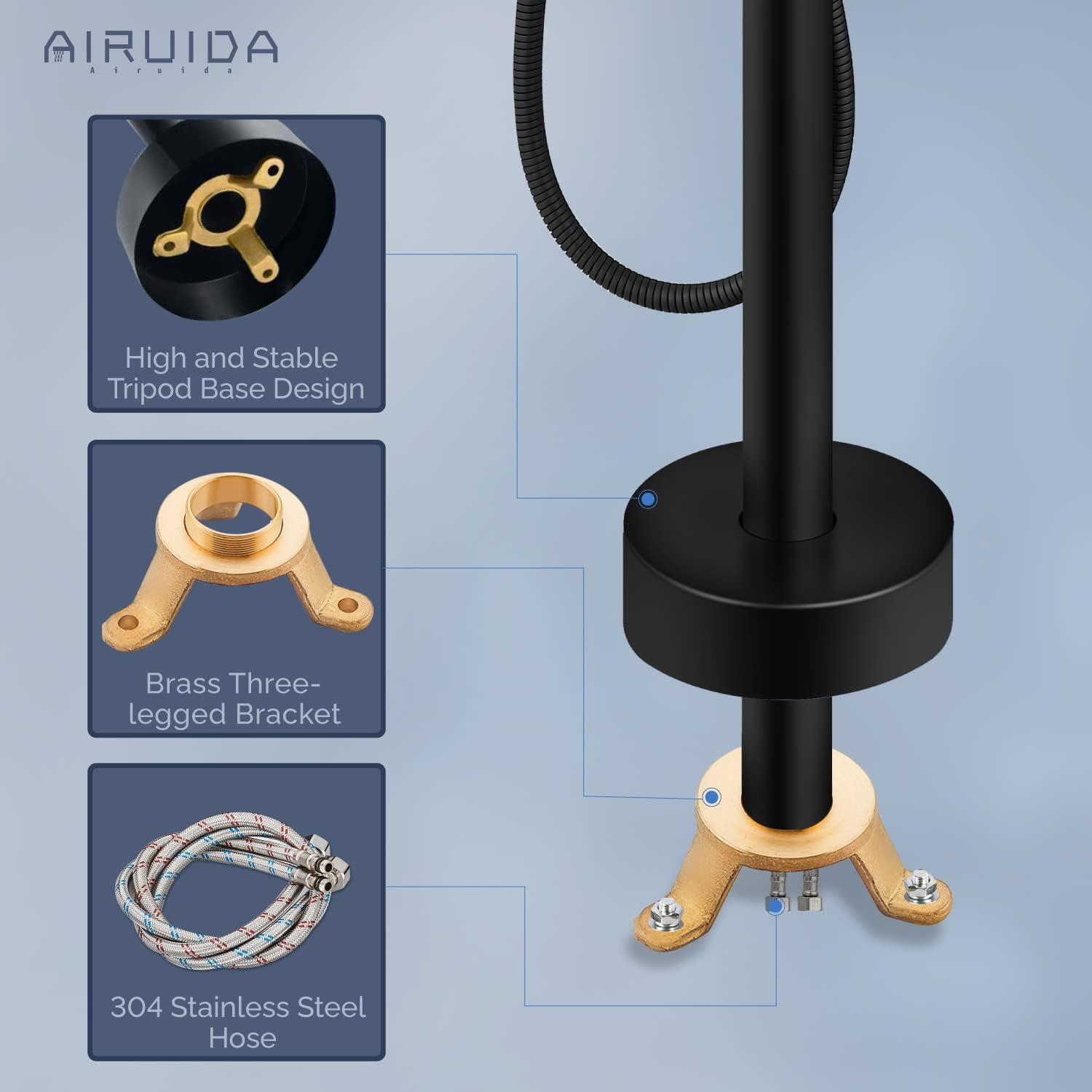 Get Special Price Airuida Freestanding Bathtub Faucet Solid Brass Black Floor Mount Tub Filler with 2 Function Handheld 360 Degree Swivel Standing High Flow Spout Mixer Taps Best Cyber Monday π₯ Airuida Freestanding Bathtub Faucet Solid Brass Black Floor Mount Tub Filler with 2 Function Handheld 360 Degree Swivel Standing High Flow Spout Mixer Taps