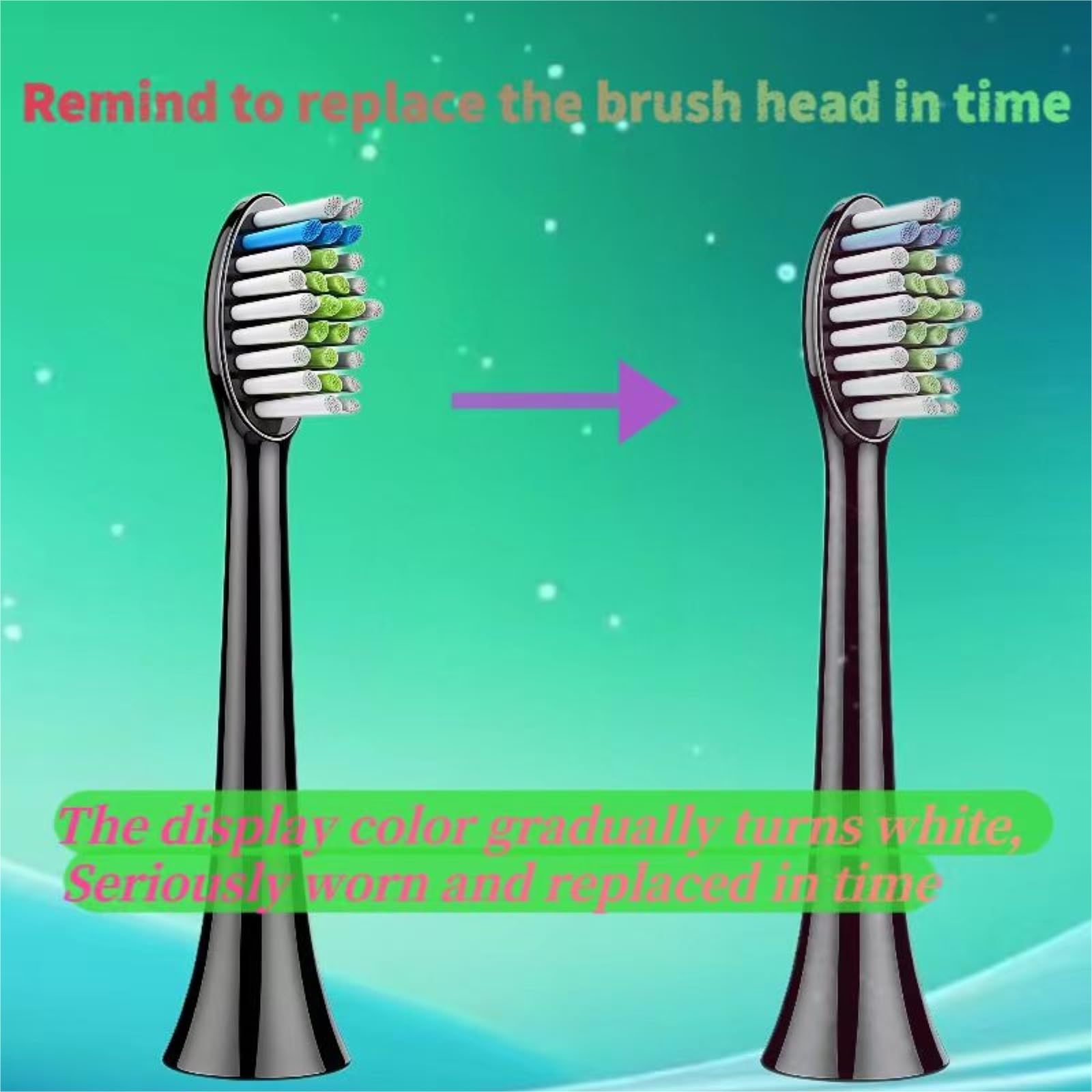 Testina Di Ricambio For Spazzolino Elettrico. Compatibile Con Philips HX6500/HX6511/HX6530/HX6711/HX9342/HX9332/HX9382(Black brush heads x8)