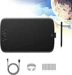 UGEE Mesa Digitalizadora M808, 10 x 6,25" Mesa De Desenho Com 8 Teclas, Stylus Sem Bateria De Nova Geração Com 8192 Níveis De Sensibilidade à Pressão Para Windows/Mac OS/Linux/Android, M Series, Preto