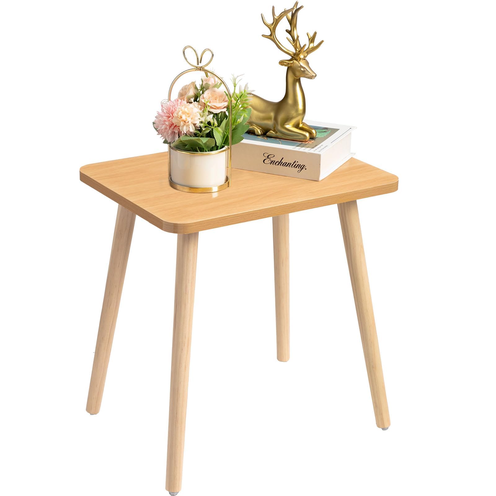 FORAOFUR Side Table, Modern Small End Table, Wood Nightstand for Living Room, Bedroom and Balcony, Rectangular Accent Table Home Decor, Easy Assembly, Natural