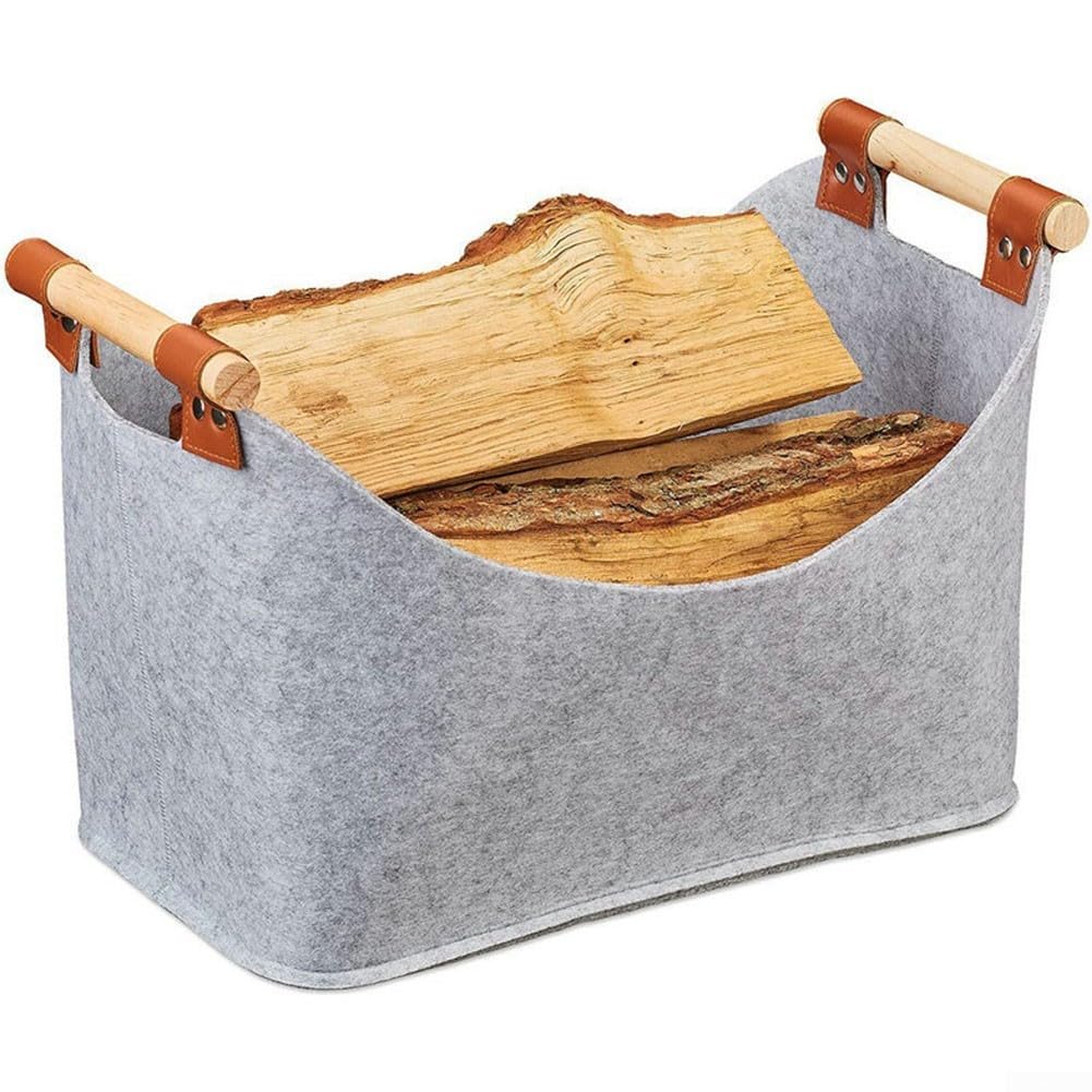 Panier à bois multifonction pliable grand volume de rangement gris
