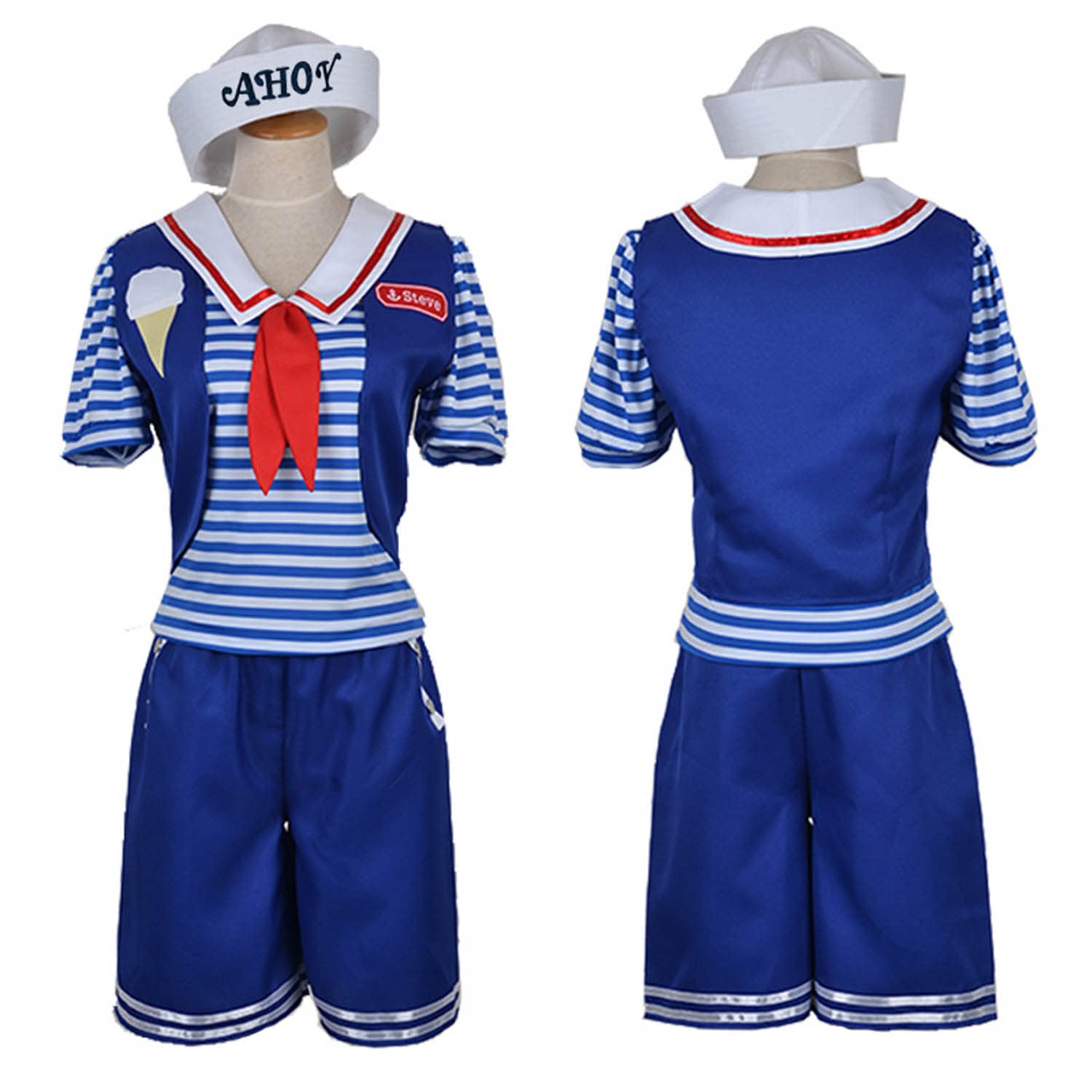 Stranger Cosplay Things Costume Outfit Season 3 Robin Steve Scoops Ahoy Sailor Uniform Full Set Halloween Carnival Party Dress Up Suit with Hat for Women Girls