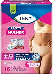 Tena Pants Mulher, Roupa Íntima para Incontinência Urinária, Nude, G/EG - 16 unidades