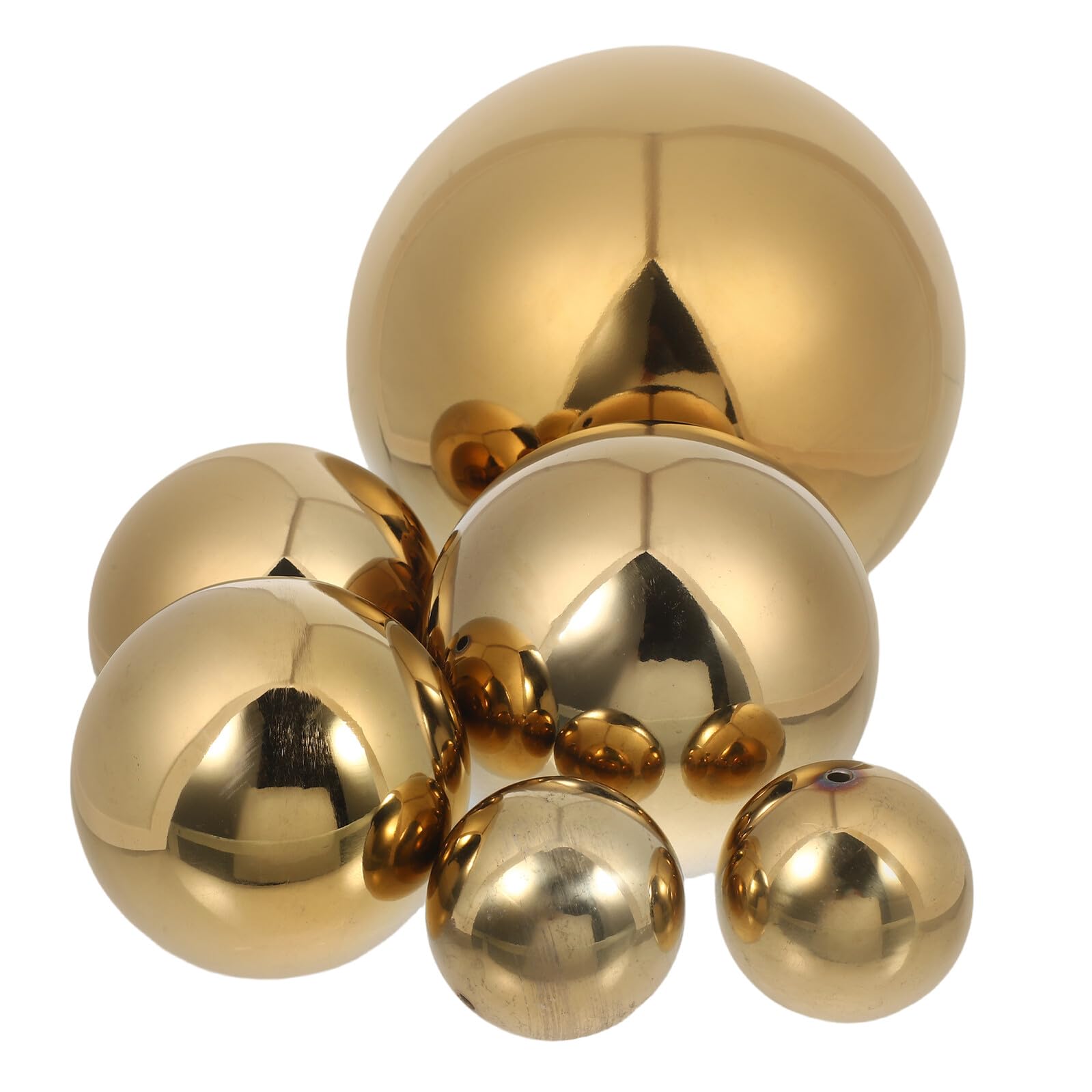 IMUSINICE 6pcs Stainless Steel Mirror Gazing Balls with Golden Polished Finish, Hollow Reflective Spheres for Outdoor Garden, Patio Ornament, and Holiday Decor with Weather Resistance
