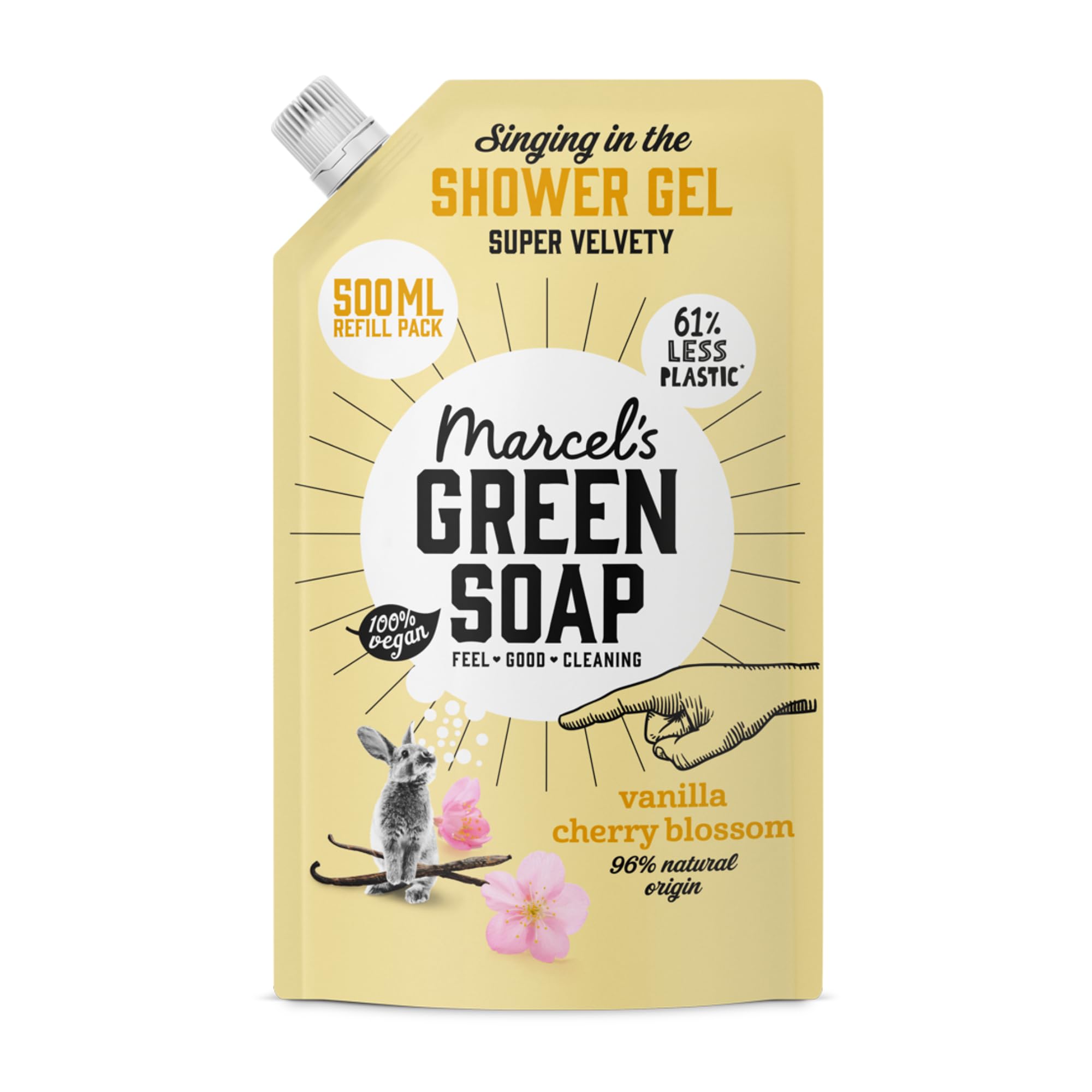 Marcel's Green Soap - Shower Gel Refill Vanilla & Cherry Blossom - Vegan - Microplastic-free formula - 500 ml