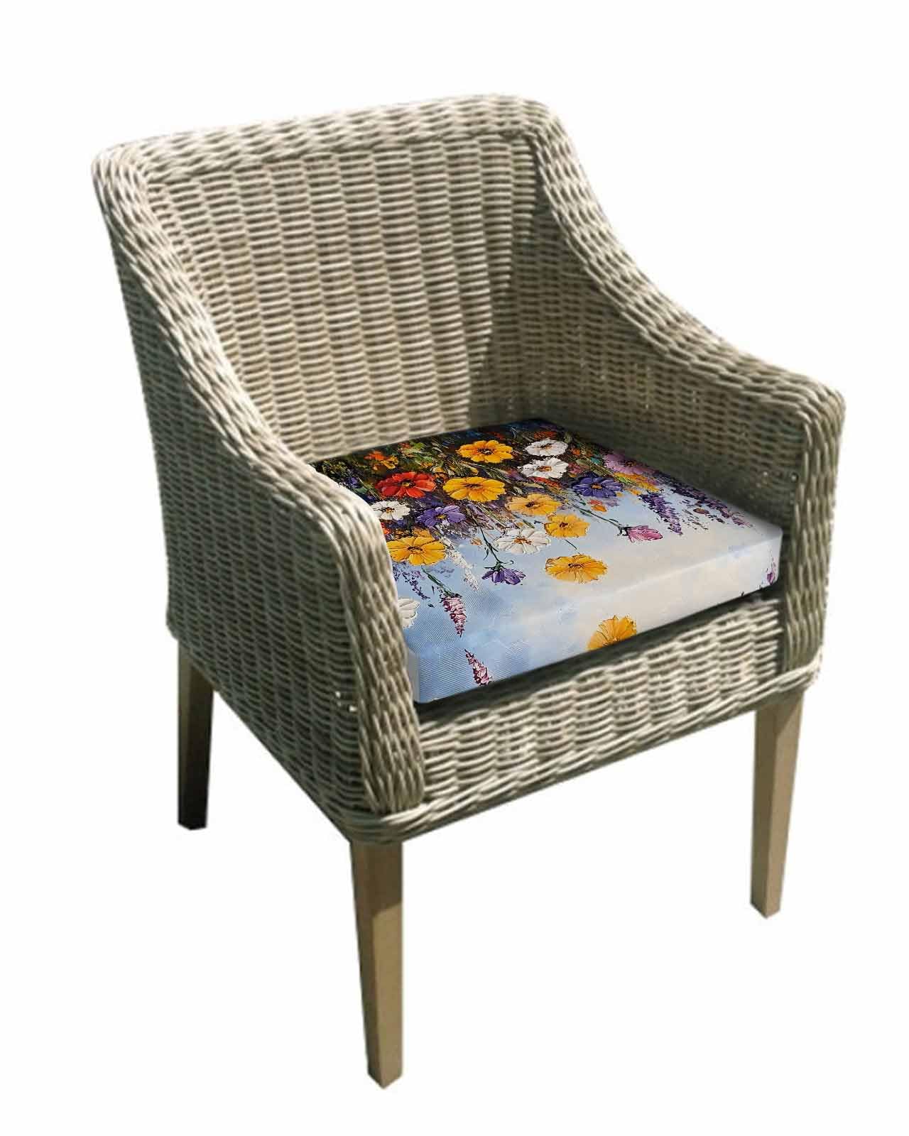 2 Pack Modern Botanical Waterproof Cushion Covers with Ties, Outdoor Patio Chaise Lounge Chair Seat Cushion Slip Covers Replacement(Only Cover) Vintage Oil Painted Floral Farmhouse 22