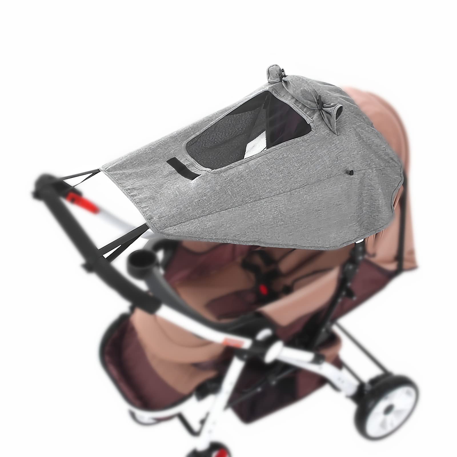 Hksichengkejiuk Grey Baby Strollers Awning Sunshade With Viewing Window For Pram Pushchair Buggy Carrycot Stroller Waterproof Windproof Sun Sail Uv Protection Screen Pram Netting Cover,