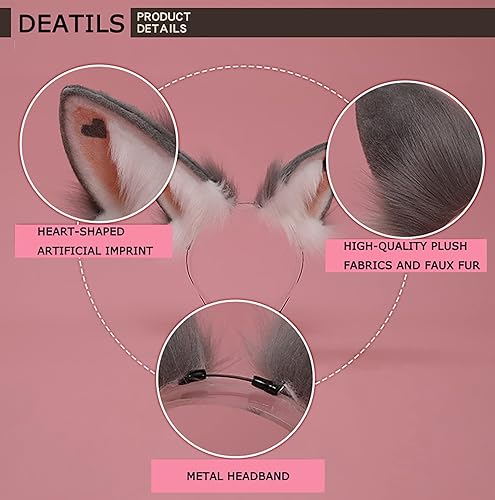 Miniatura 6 de Faylay Diadema de conejo de felpa con orejas de conejo artificial, simulación