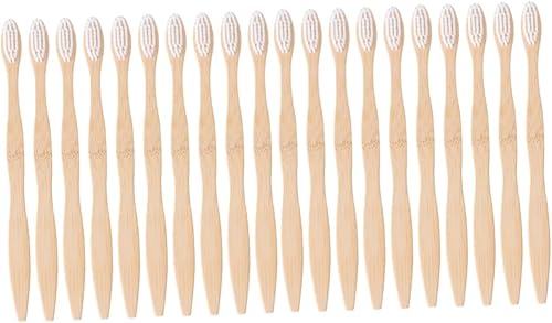 Healeved Juego de 20 cepillos de dientes de bambú Cepillo de dientes reutilizable Cepillo de dientes Micro- Cepillo de dientes de bambú Cepillo de