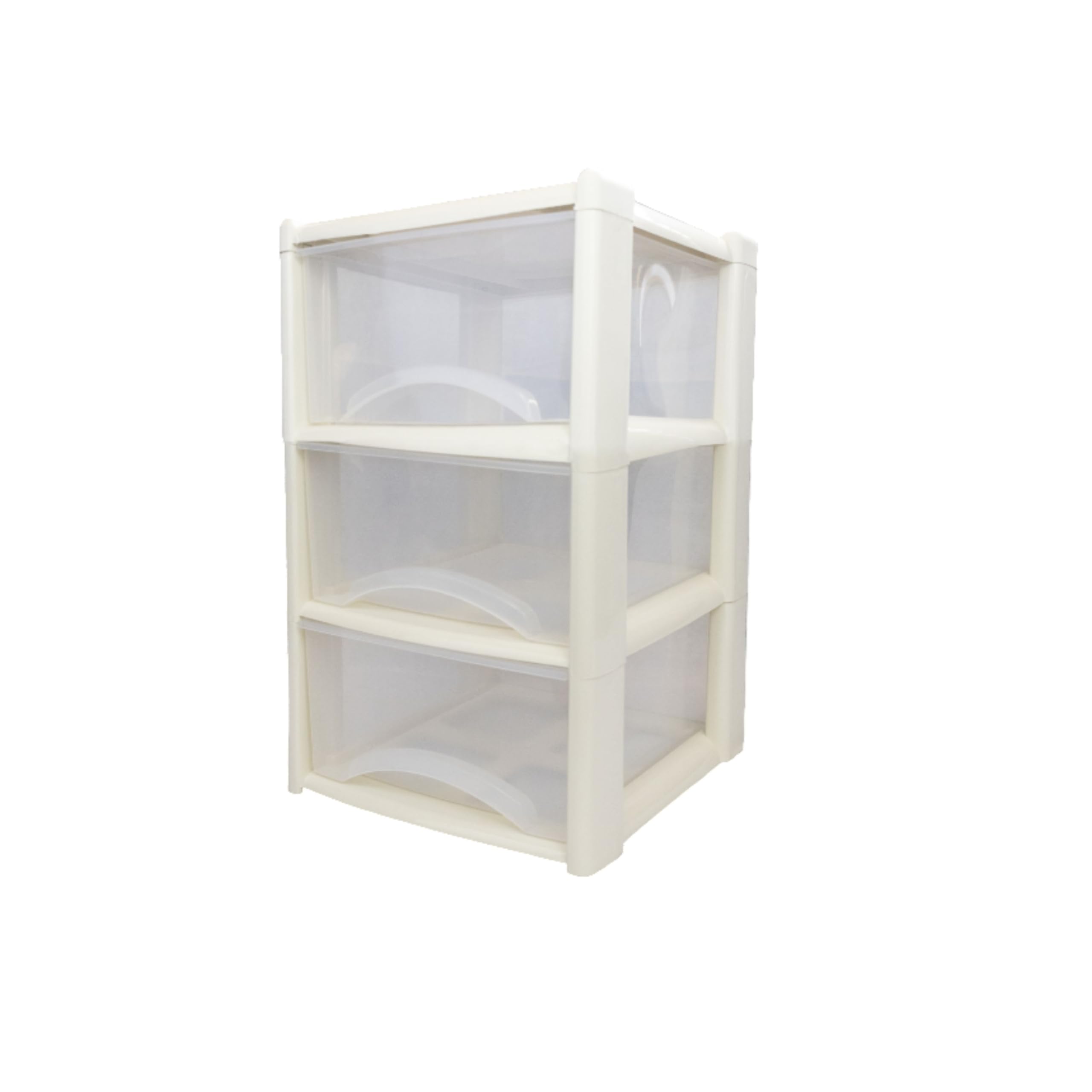 Neat. 3 Plastic Storage Drawers Unit with See-Through Drawers, Compact Vertical Design โ Durable Plastic, Ideal for Organizing Office Crafts, and Household Items, 60cm x L39cm x W39cm -Cream โ image 1