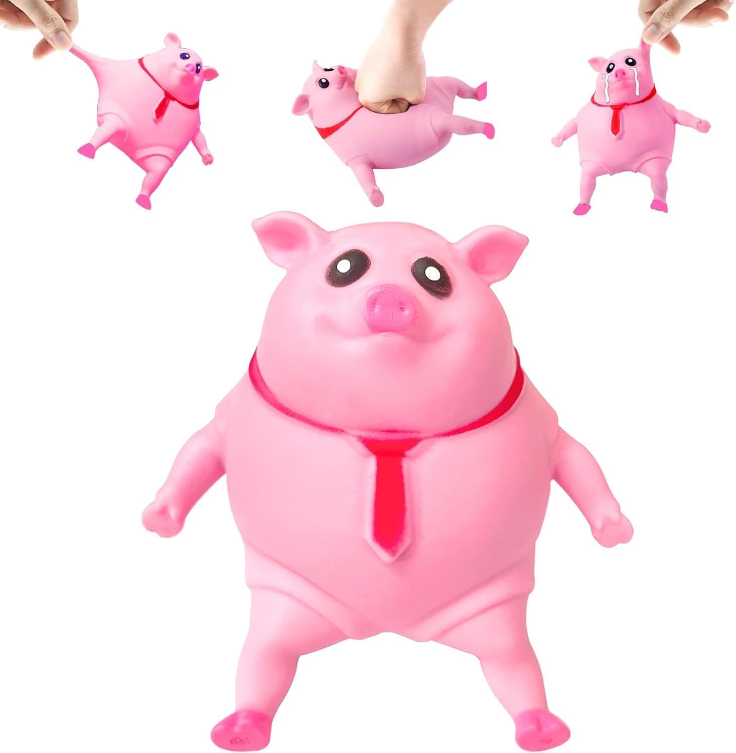Funny Pink Pig Squishy Toy | Stretchy Stress Relief Pig | Glue-Sand Filled Soft Rubber Animal | Sensory Decompression Fidget Toy for All Ages Enjoy Your Free Time-picture-19