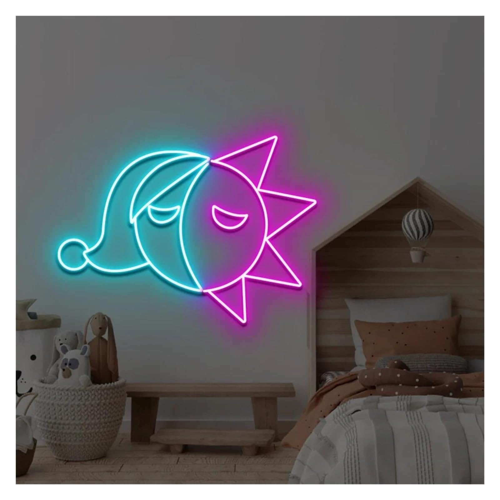 Sole per Luna per insegne al per neon per alimentazione per luminosità regolabile 30cmx38cm neon
