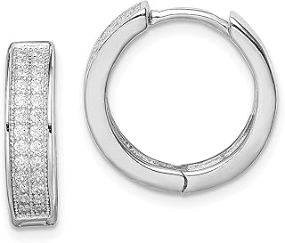 Brincos de argola articulados de prata esterlina 925, 2 fileiras, 2 fileiras, conjunto de argolas de orelha, joias finas redondas para mulheres, presentes para ela, Prata esterlina Cristal Pedra Zircônia cúbica