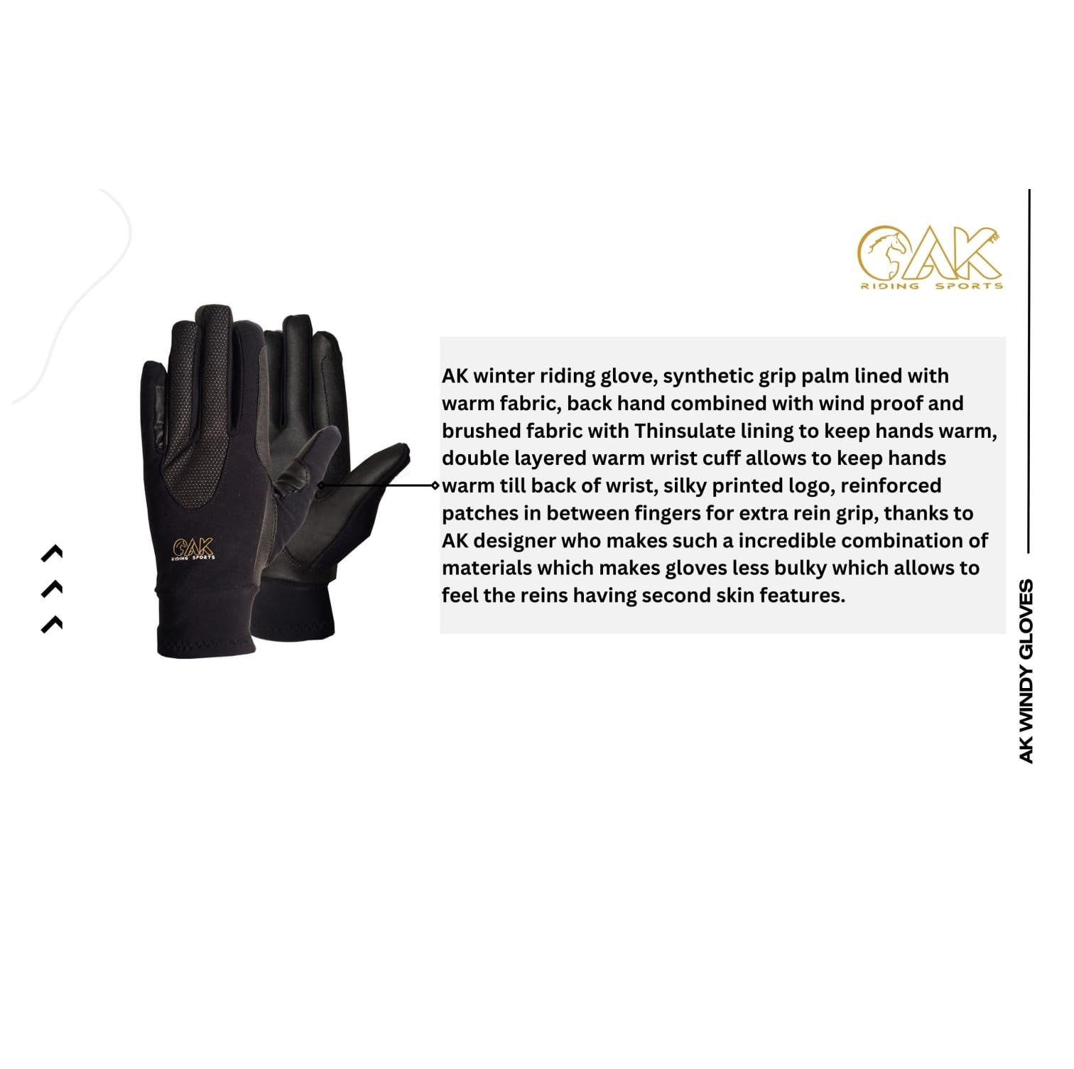 AK Gants d'équitation d'hiver Chauds et Confortables Windy Gants d'hiver Unisexe AKRS-6624