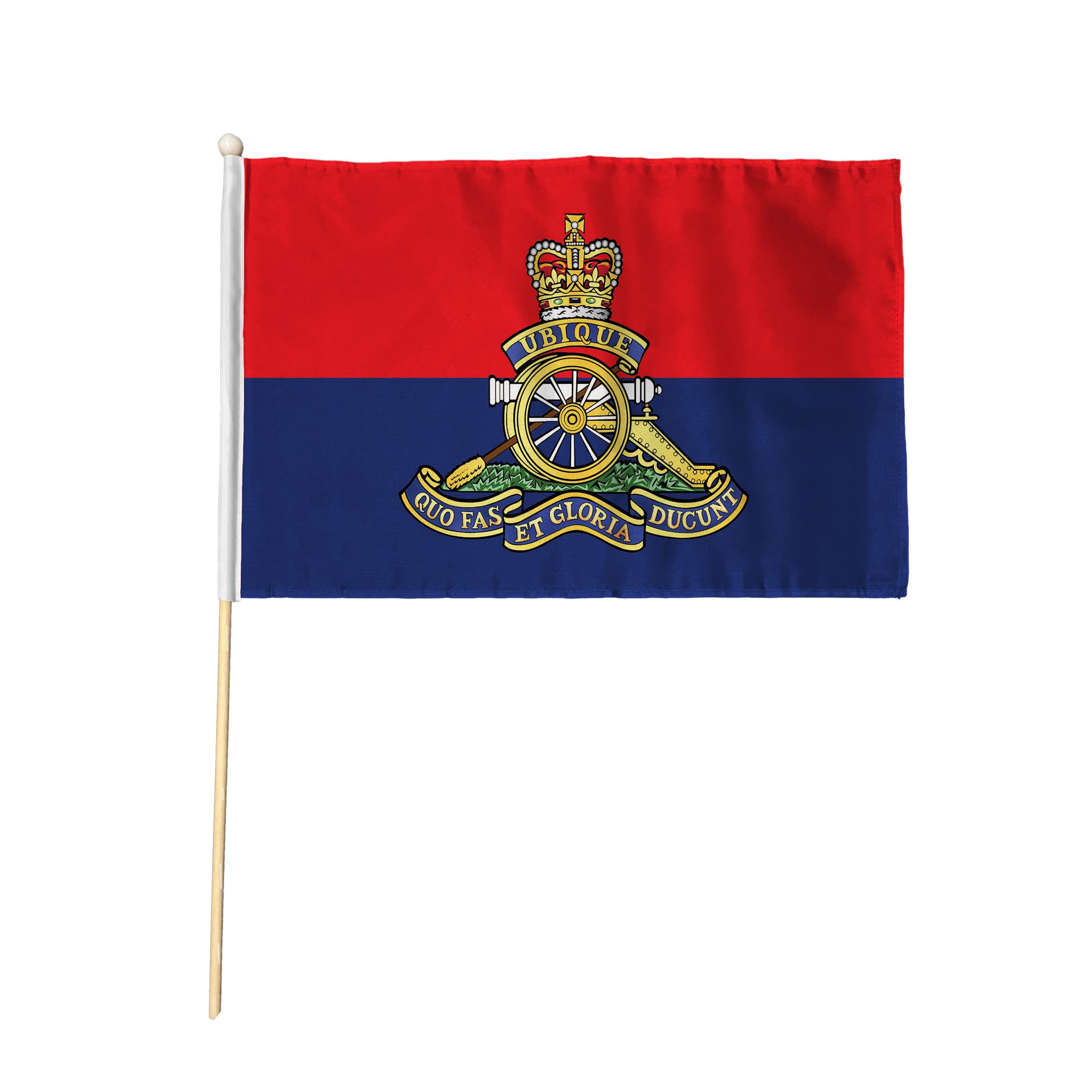 Flagtex Royal Artillery RA Gunners Pack of 6 Hand Waving Flag (9x6 Inch) - Premium Wooden Stick Hand Flag 9x6 Inch Natural Wood Pole British Army Regiment Events Parades