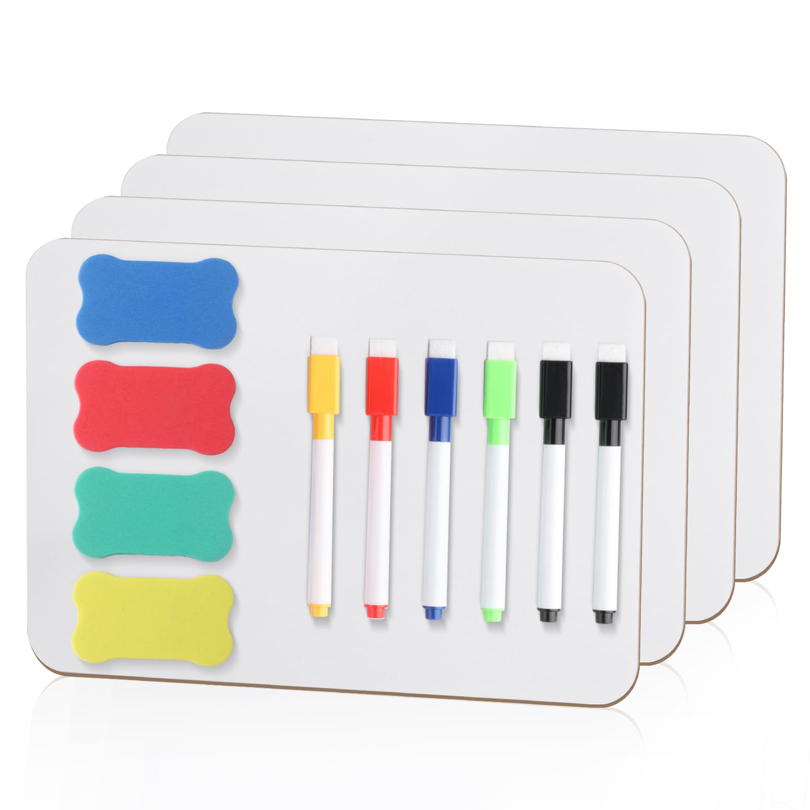 Scribble - Mini Tableau Blanc Effaçable A4 Portable - Double Face : Ligné + Magnétique - Avec Feutre Et Grattoir - Idéal école, Bureau, Maison