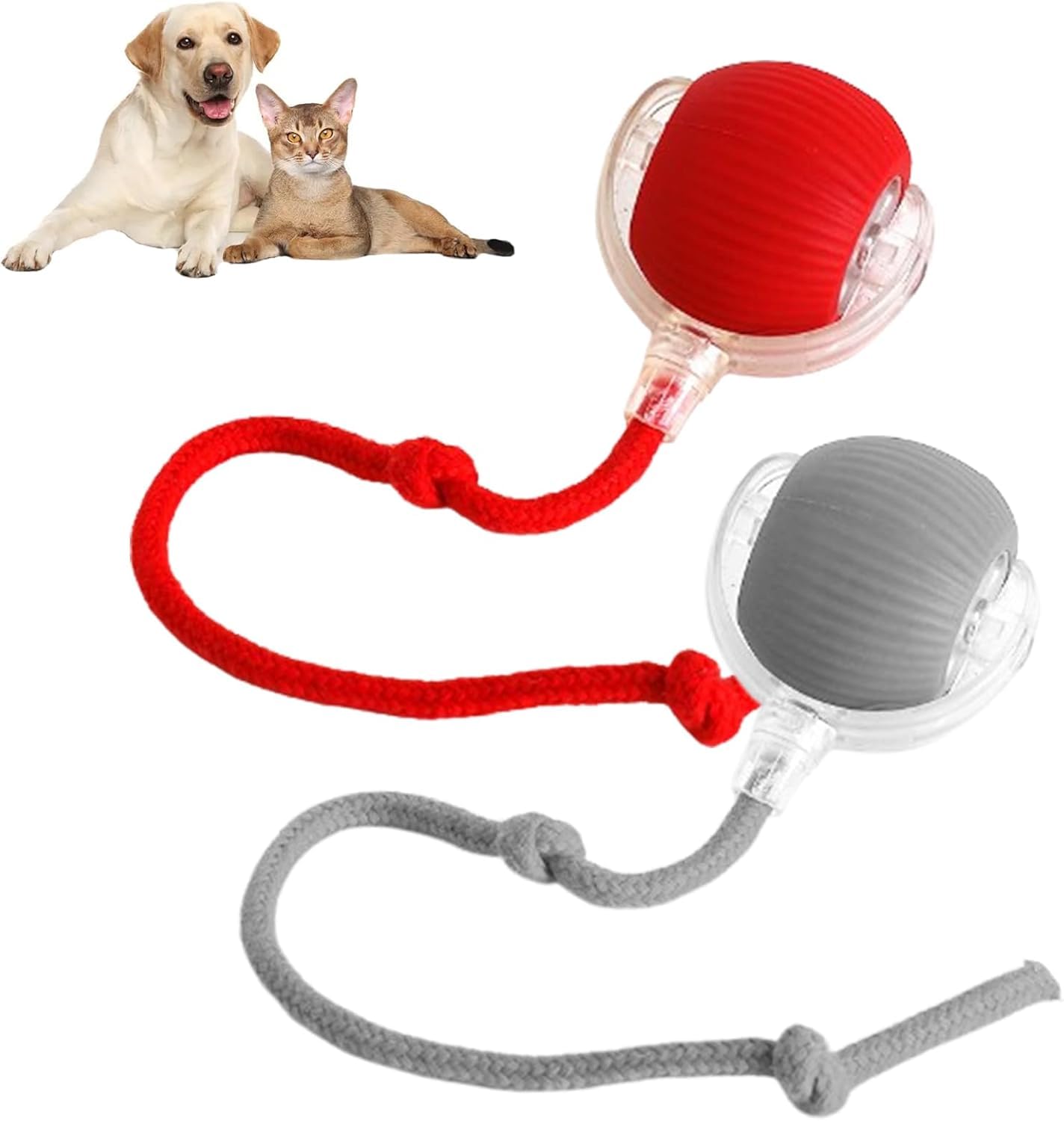 Interactive Dog Rolling Ball - Rechargeable Electric Automatic Rolling Cat Balls, Smart interactive Pet Toys for Puppy and Kitten (Red+Gray)