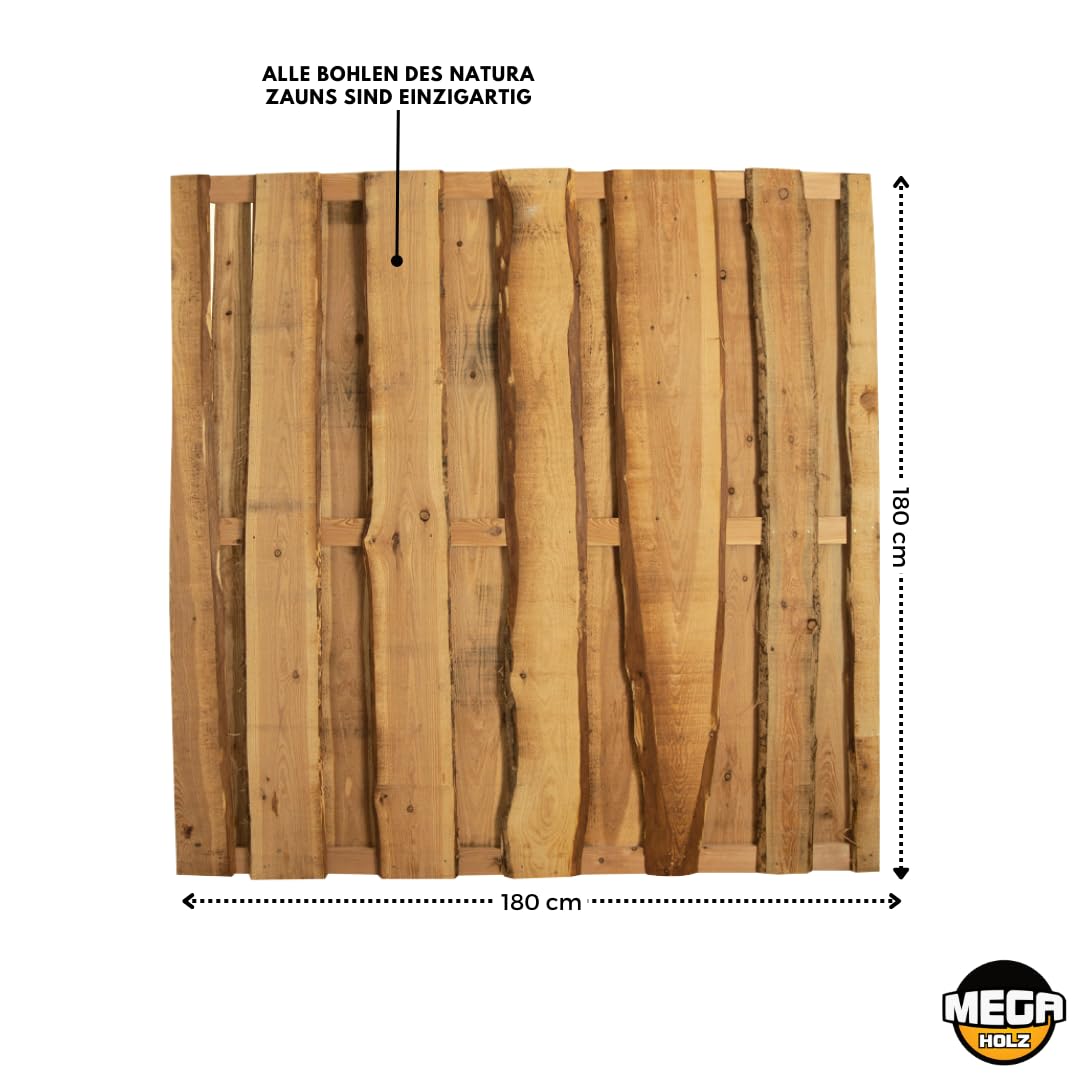 Sichtschutzzaun Set Natura Lärche 4 Zaunfelder inkl. Pfosten und Montagematerial, Garten Holzzaun