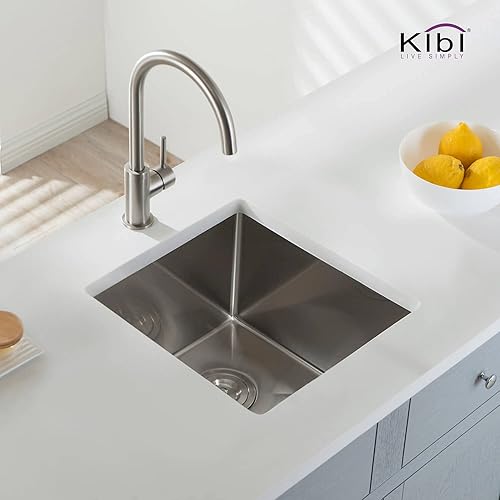 Miniatura 2 de KIBI Fregadero de cocina hecho a mano con estación de trabajo de 16 pulgadas con rejilla inferior y colador, fregadero de acero inoxidable de un