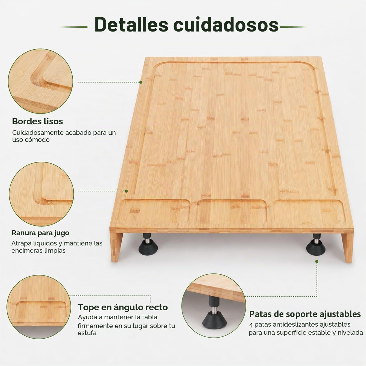 Tapa de cocina de bambú de protección para placa de cocina de gas, tapas de quemador de estufa, tabla de cortar multifuncional, bandeja para encimera de cocina, 75 x 54 x 10 cm
