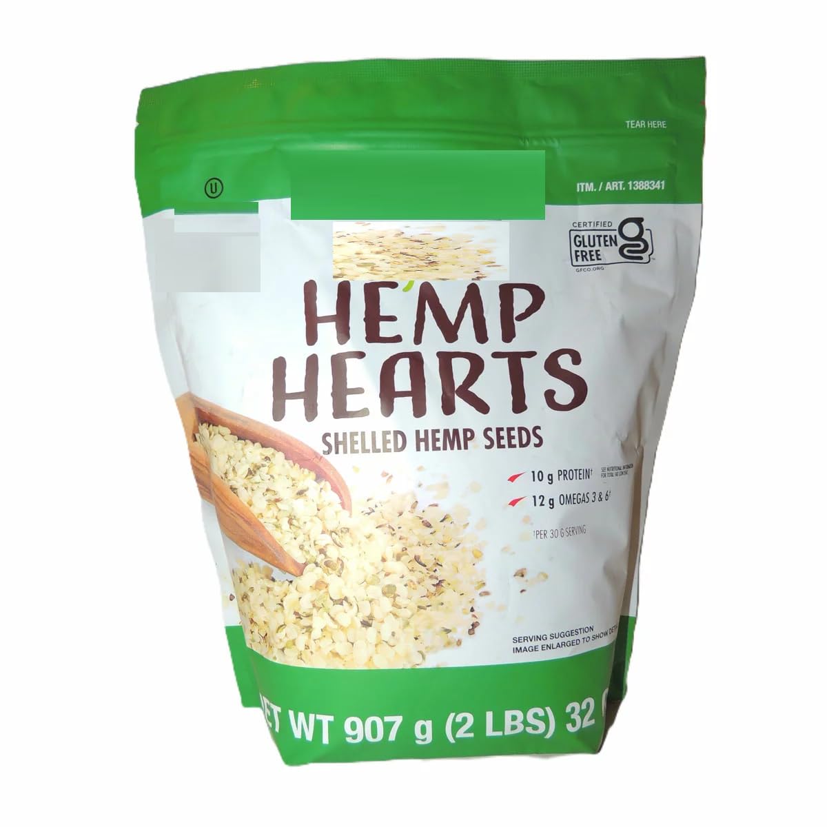 Kirklland Signaature Orgaanic Hemp Hearts 907g – Hulled Hemp Seeds, Raw Plant-Based Protein, Vegan, Non-GMO, Gluten Free, Omega 3 & 6