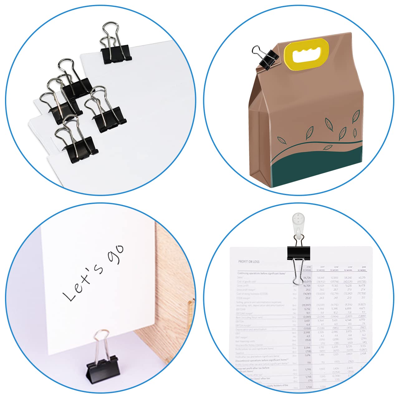 126 Piezas 3 Tamaños De Clips Para Carpetas, Abrazaderas , Grandes