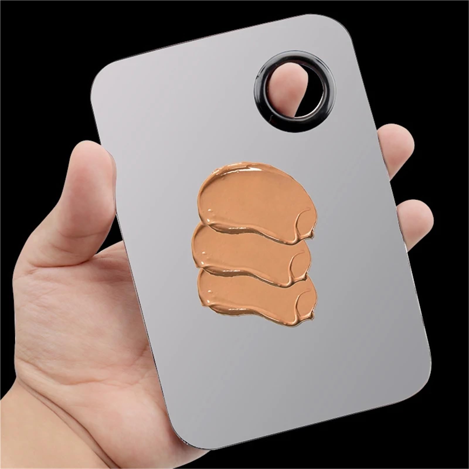 Paleta de mezcla de maquillaje, 5 juegos de paleta de mezcla de maquillaje de acero inoxidable, base de labios, mezclador de sombra de ojos (L-cuadrado)