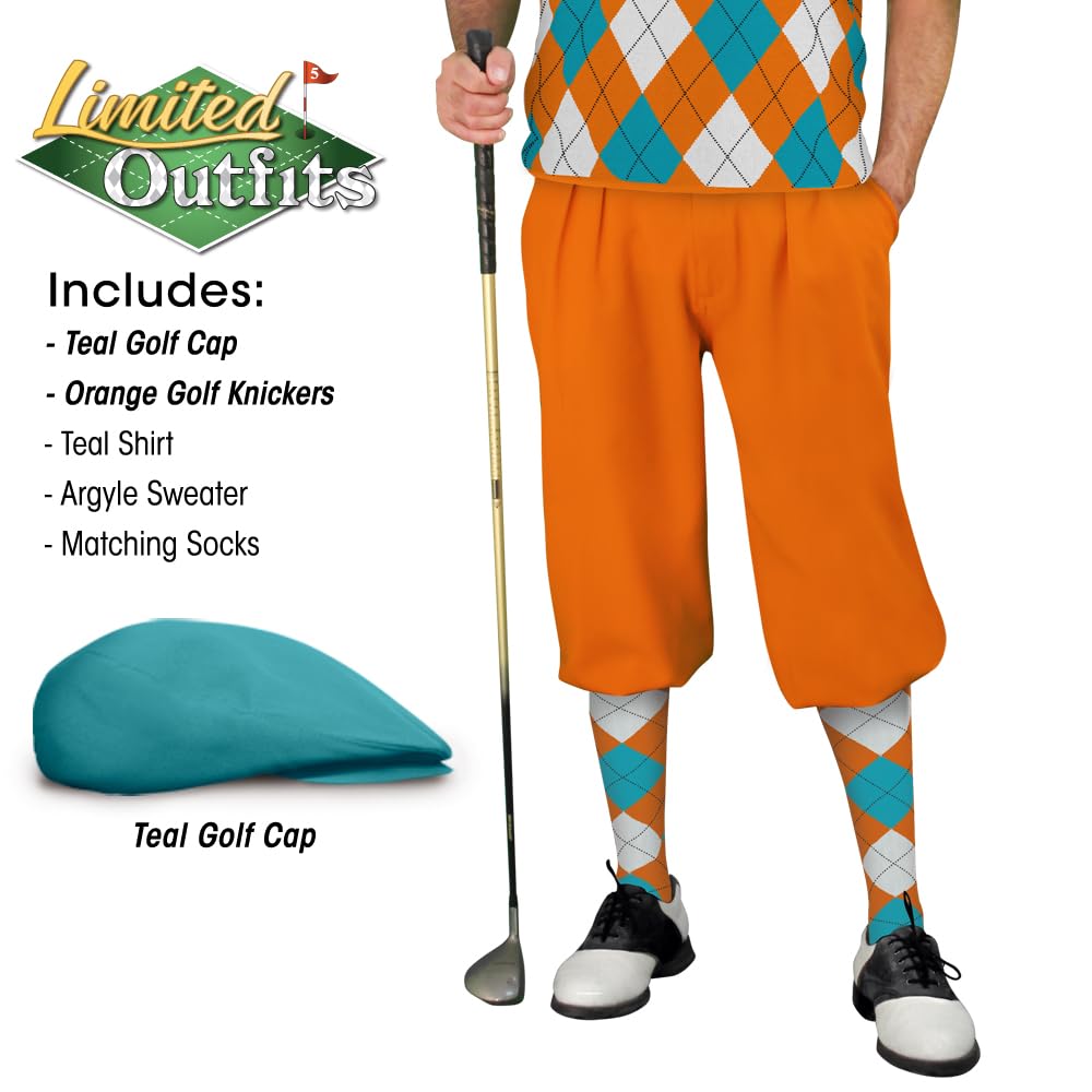 Golf Knickers Herren Golf-Pullover – Orange Weiß Türkis