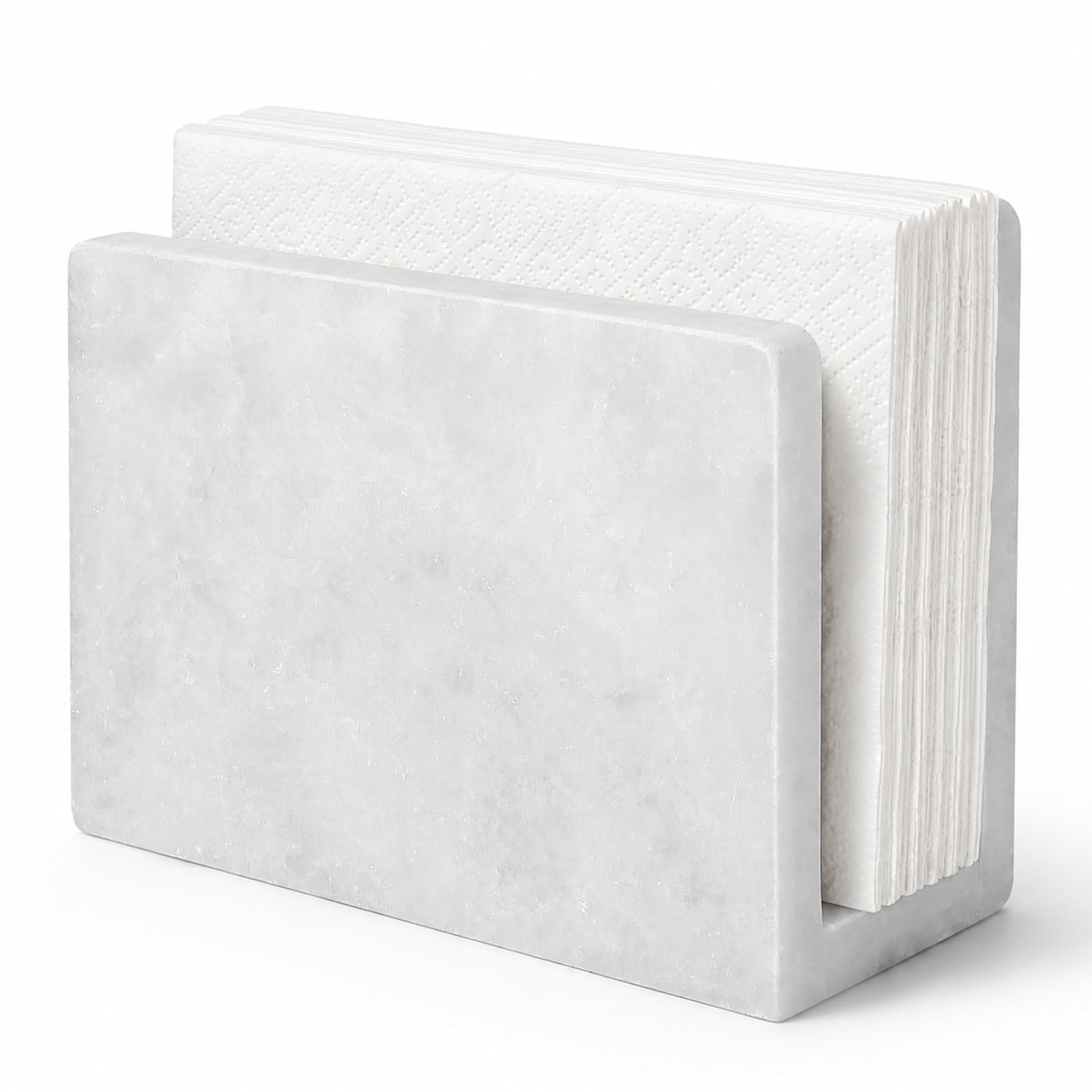 Koville Portatovaglioli in marmo per tavolo, 12,7 cm, in pietra naturale, per piano di lavoro della cucina, sala da pranzo, moderno dispenser di tovaglioli per cocktail, feste, bar, porta carta velina