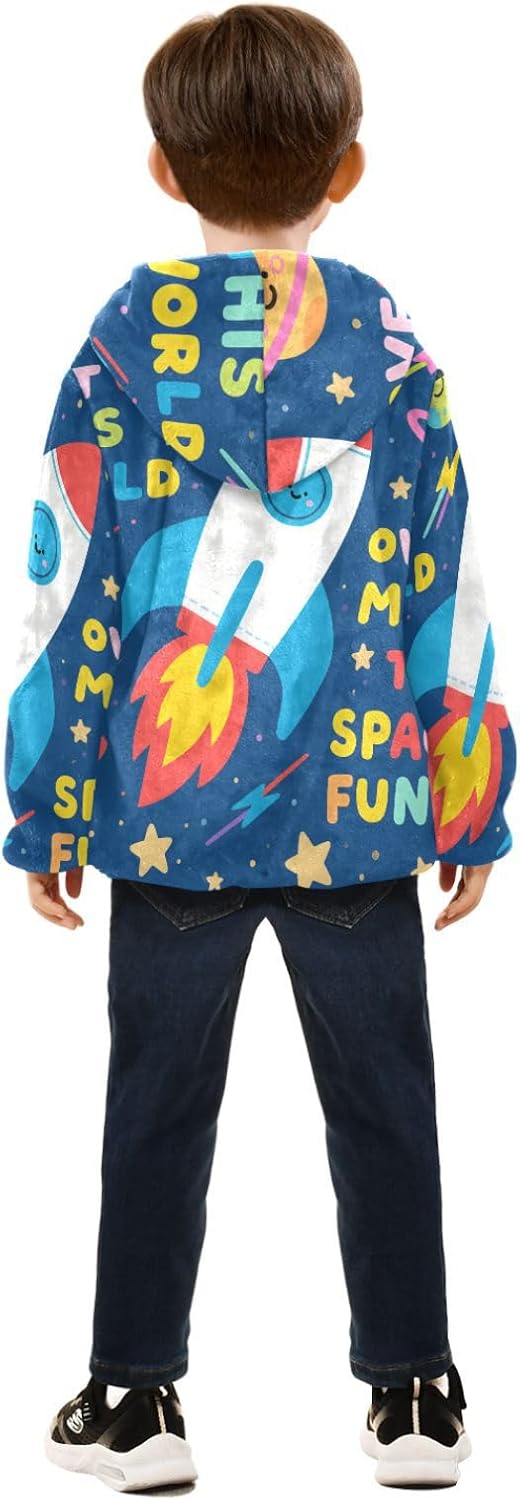 KLL Cartoon Colorful Rockets Navy Blue Zip Up Jacket Outerwear Jackets & Coats Navy Blue Fall Baby Boys Clothes