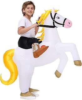 Inflatable Horse Costume for Adults/Kids-Funny Halloween Blow Up White Horse Costume Melbourne Cup Racing Festival Cosplay...