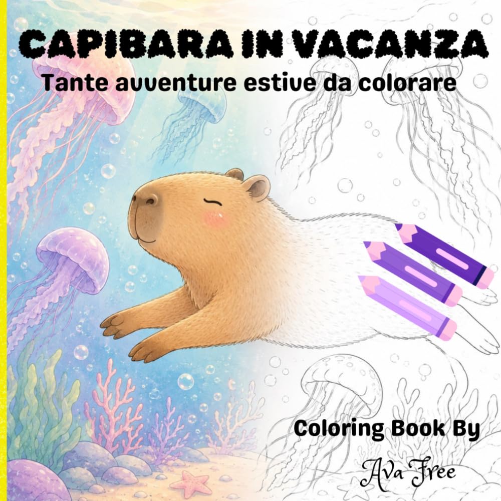 CAPIBARA IN VACANZA: Tante avventure estive da colorare (LIBRI DA COLORARE BY AVA FREE)
