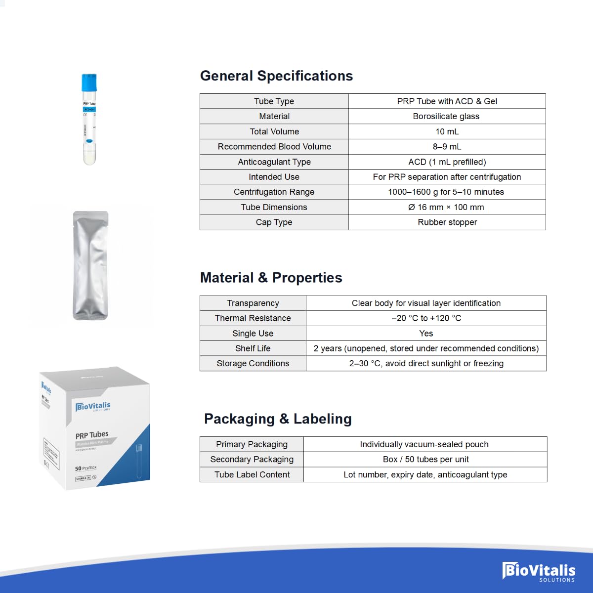 50 tubi PRP da 10 ml, in vetro PRP, per gel ACD e anticoagulante, per uso in centrifuga da laboratorio