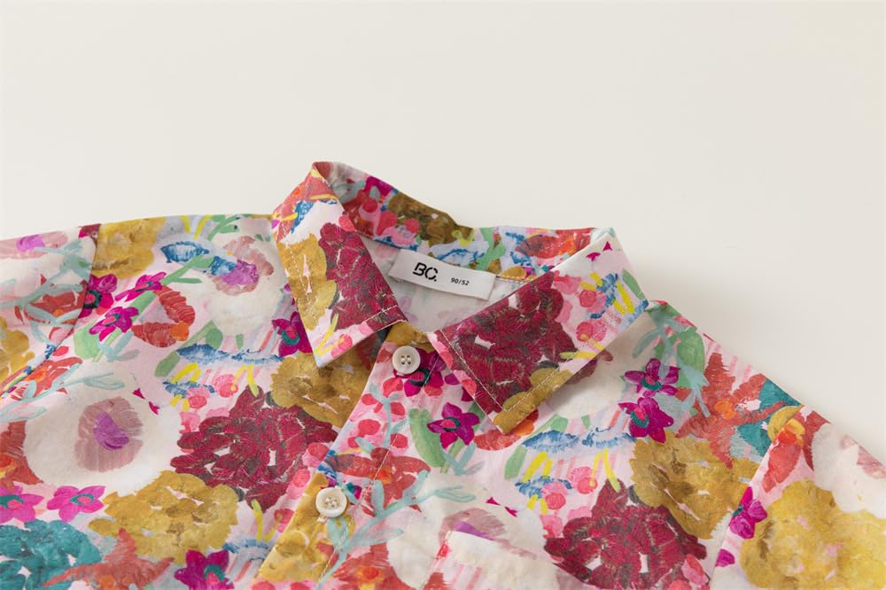 Meufam Toddler Baby Boys Hawaiian Outfit Short Sleeve Button Down Shirt + Shorts Summer Suits Gentlemen Clothes (Khaki,120/3-4 Y,Unisex,Big Kid,US,Age,3 Years,4 Years)