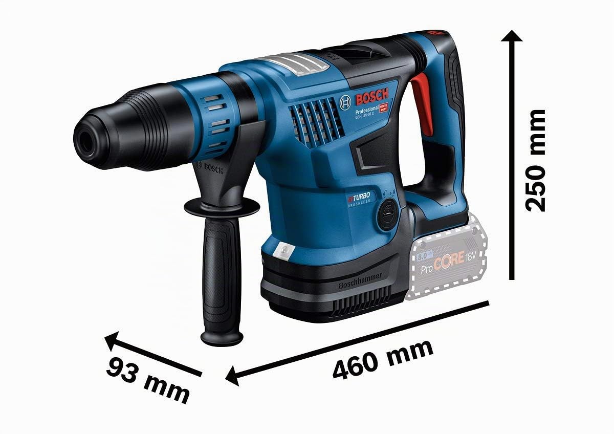 Bosch Professional 18V System BITURBO perforateur sans-fil GBH 18V-36 C (avec module Bluetooth GCY 42, poignée auxiliaire, chiffon, tube de graisse, coffret)
