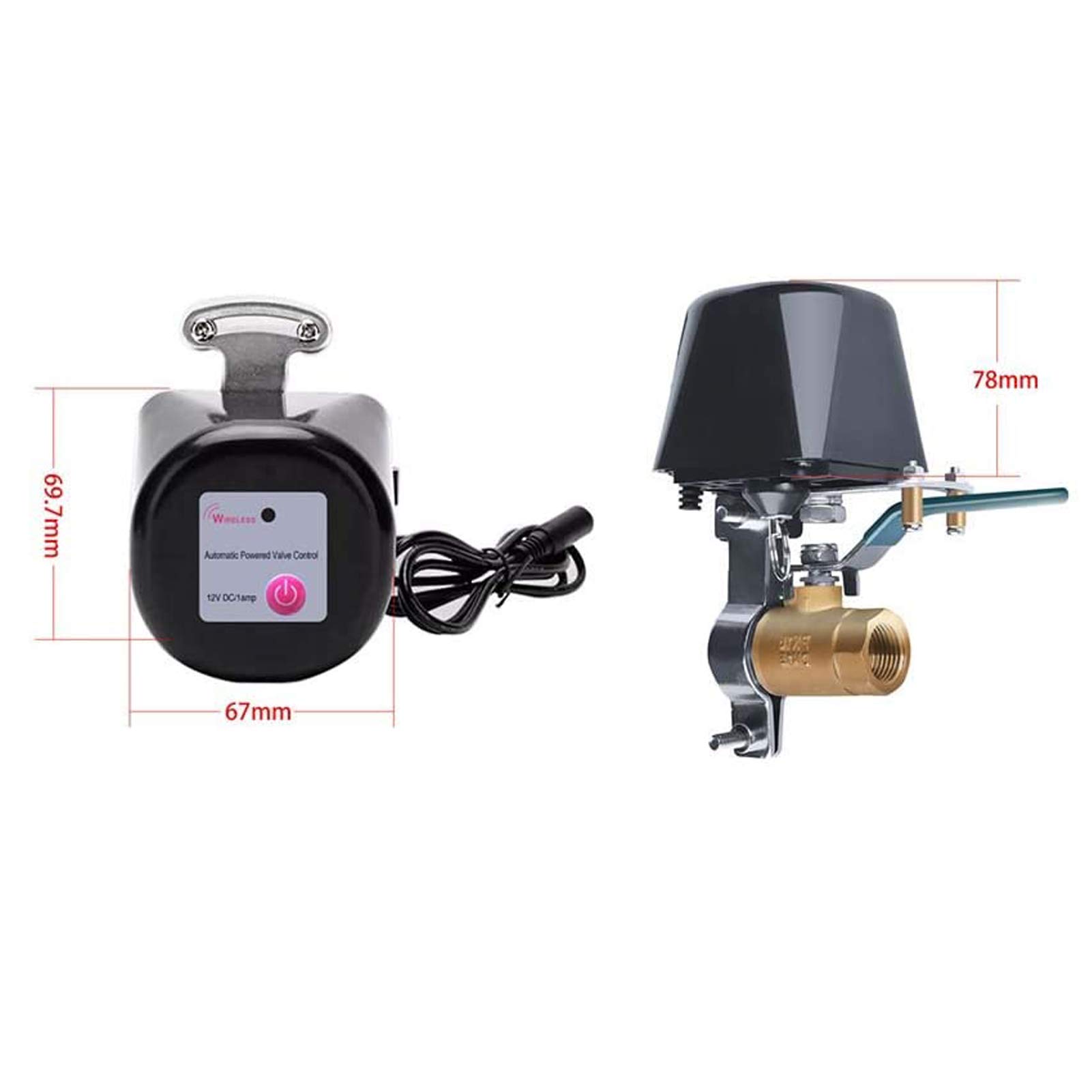 Valve d'eau/gaz compatible avec Alexa/Google Assistant, Wi-Fi télécommande, vanne de contrôle automatisation pour régulateur d'eau gaz, poignée de valve 4 points 1/2