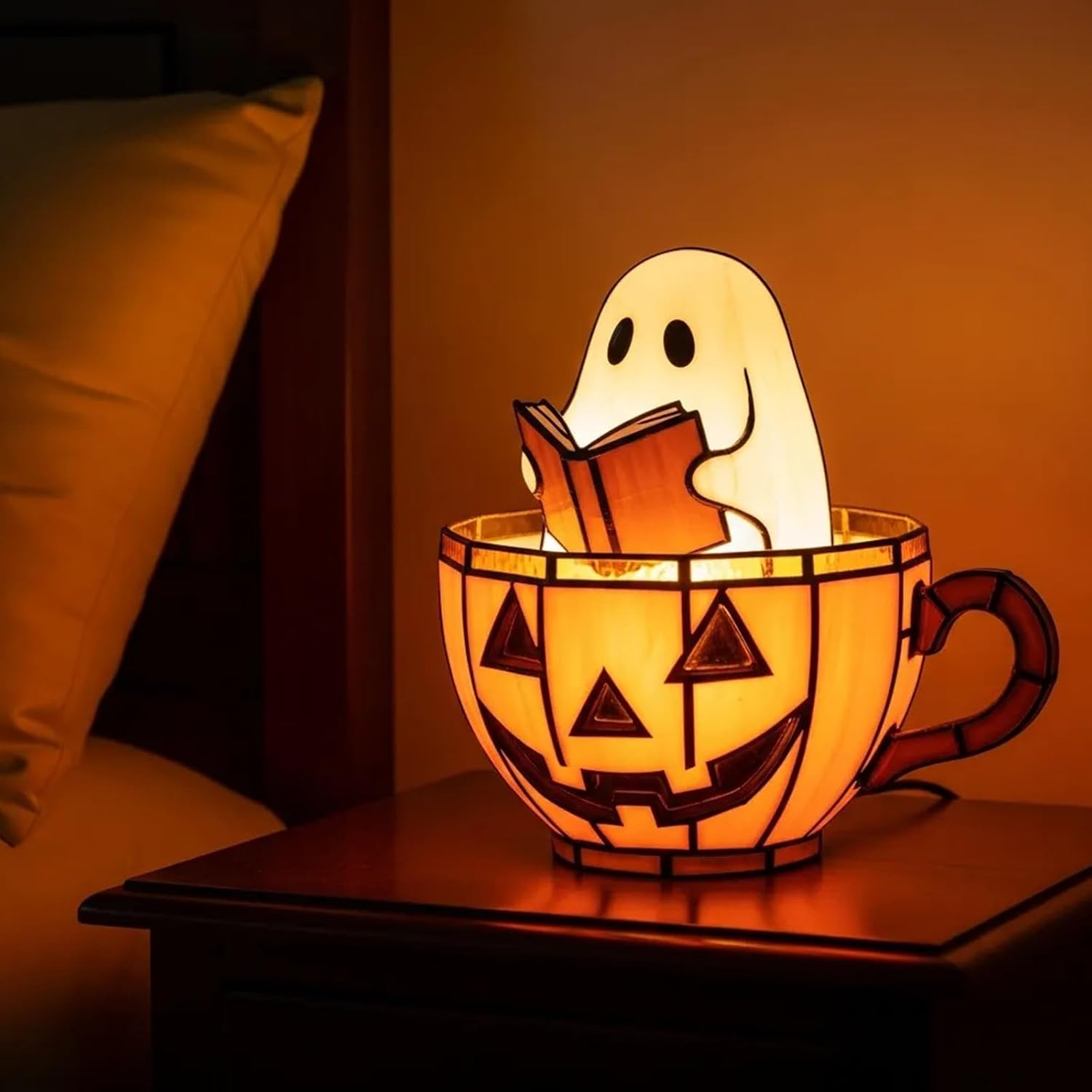Halloween Resin Decorative Lamp for Home Party Indoor Outdoor Festival Display Hand Carved Artwork Safe Indoor Outdoor Resin Holiday Decoration